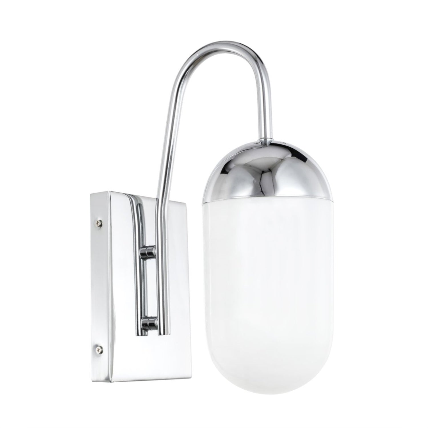 Living District Chrome Wall Sconce With Frosted White Glass, Modern Decorative Lighting 13.5"H
