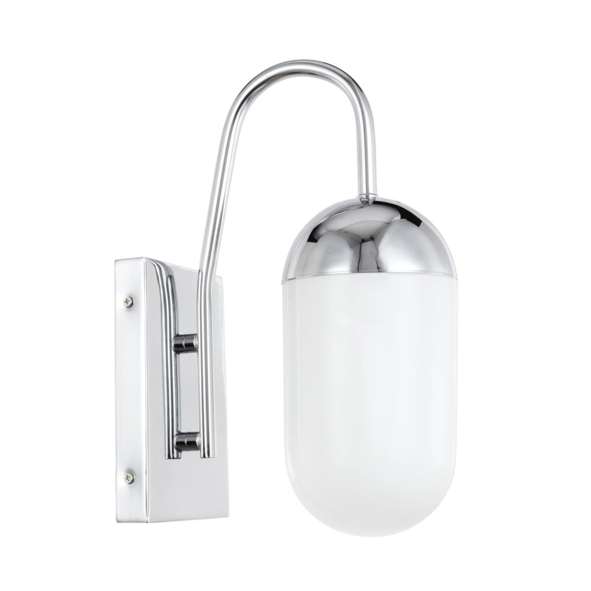 Living District Chrome Wall Sconce With Frosted White Glass, Modern Decorative Lighting 13.5"H