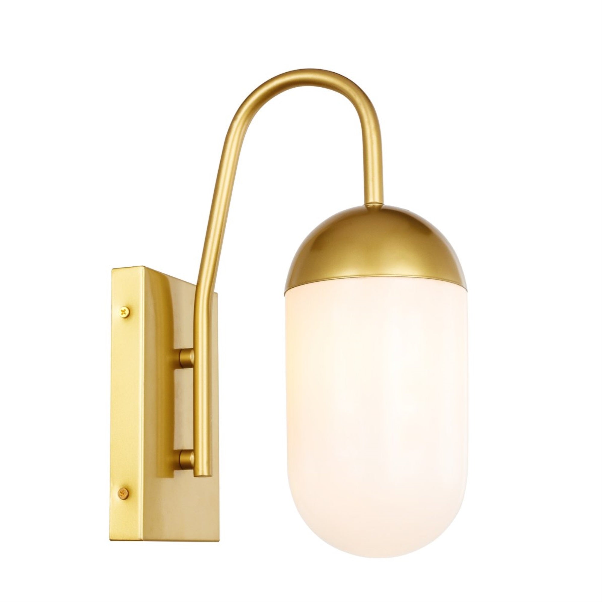 Living District Brass & Frosted White Glass 1-Light Metal Wall Sconce