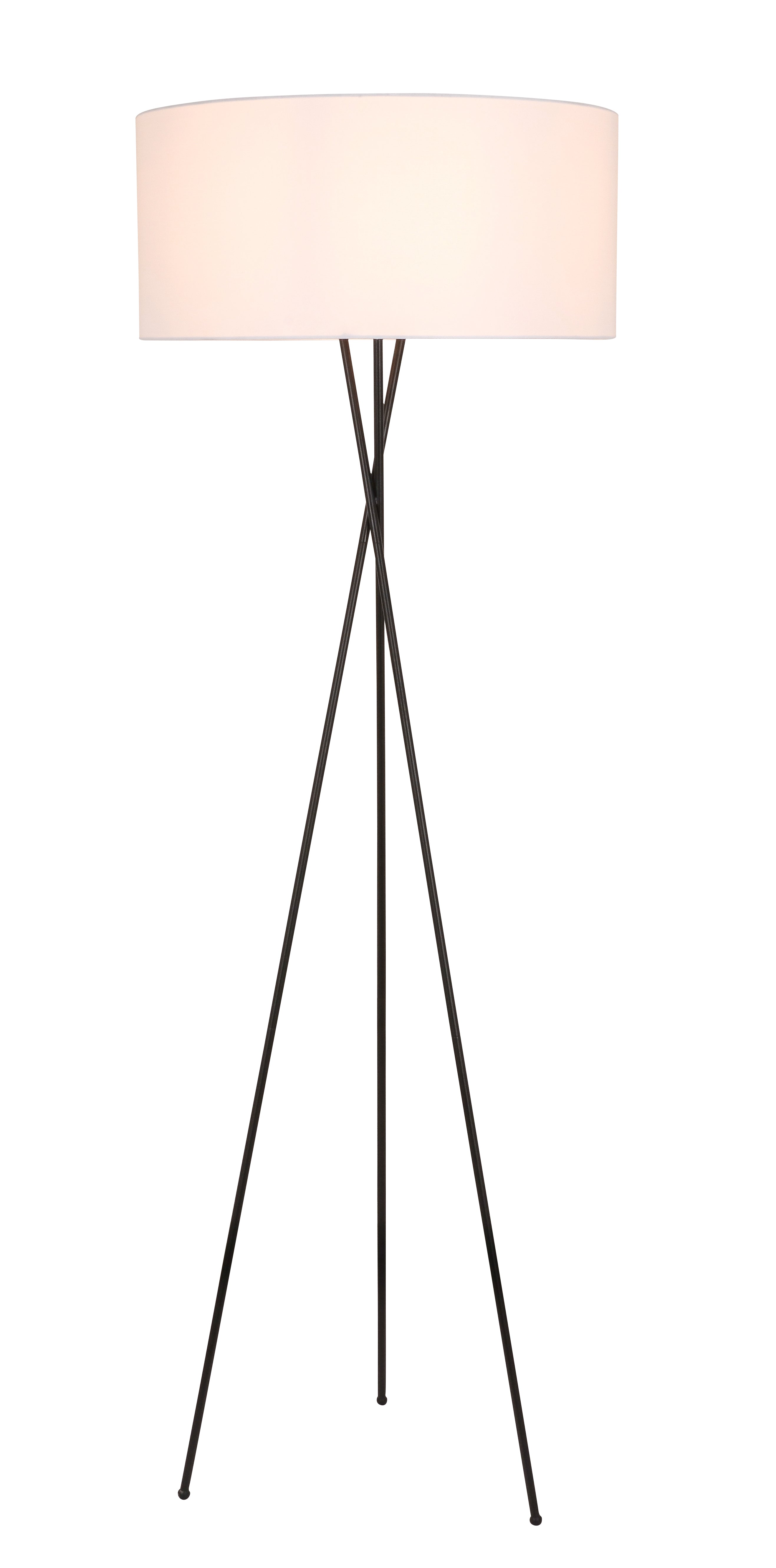 Living District Cason 1-Light Metal & Fabric Floor Lamp In Black/White