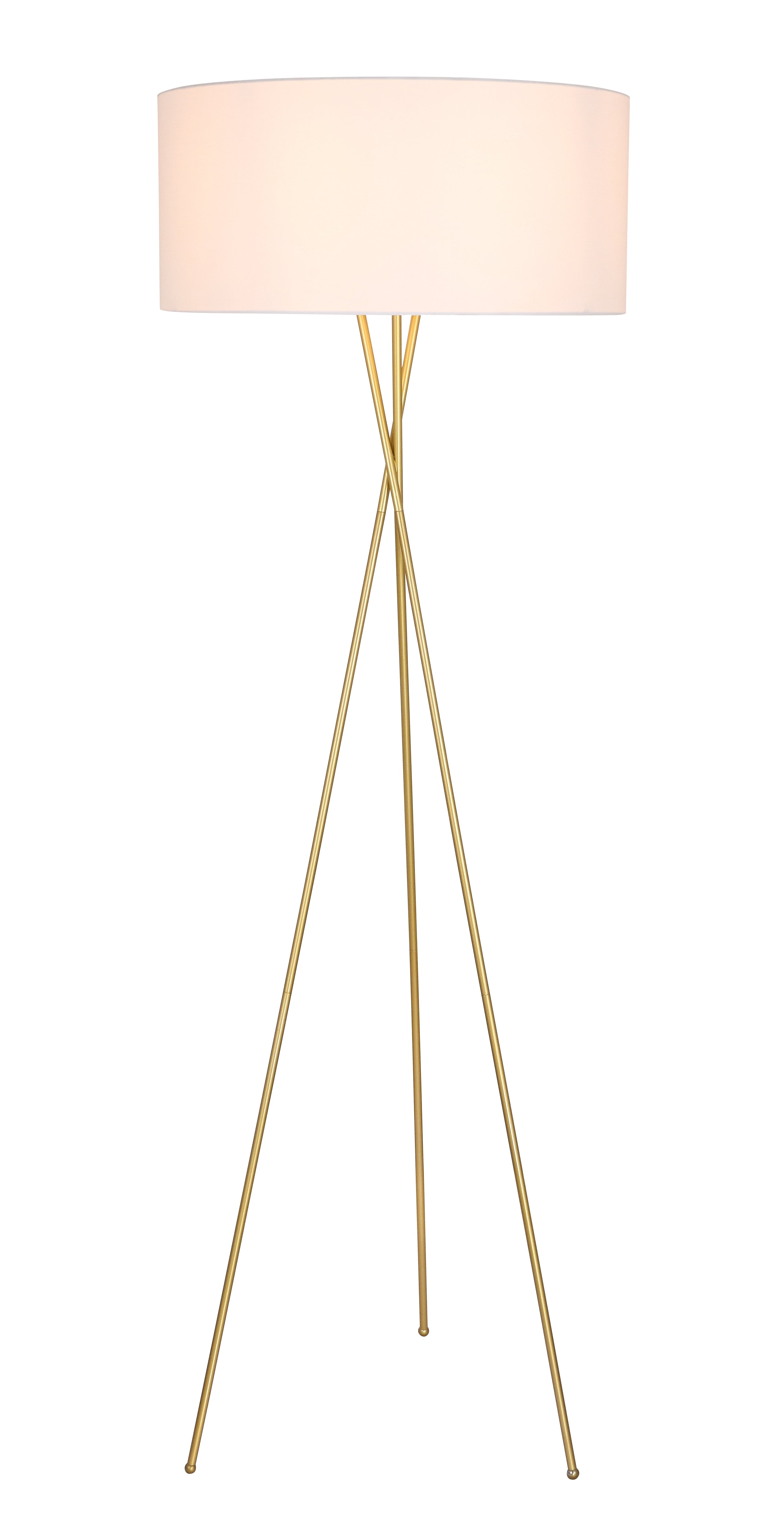 Living District Cason 1-Light Mid-Century Metal Floor Lamp In Brass And White