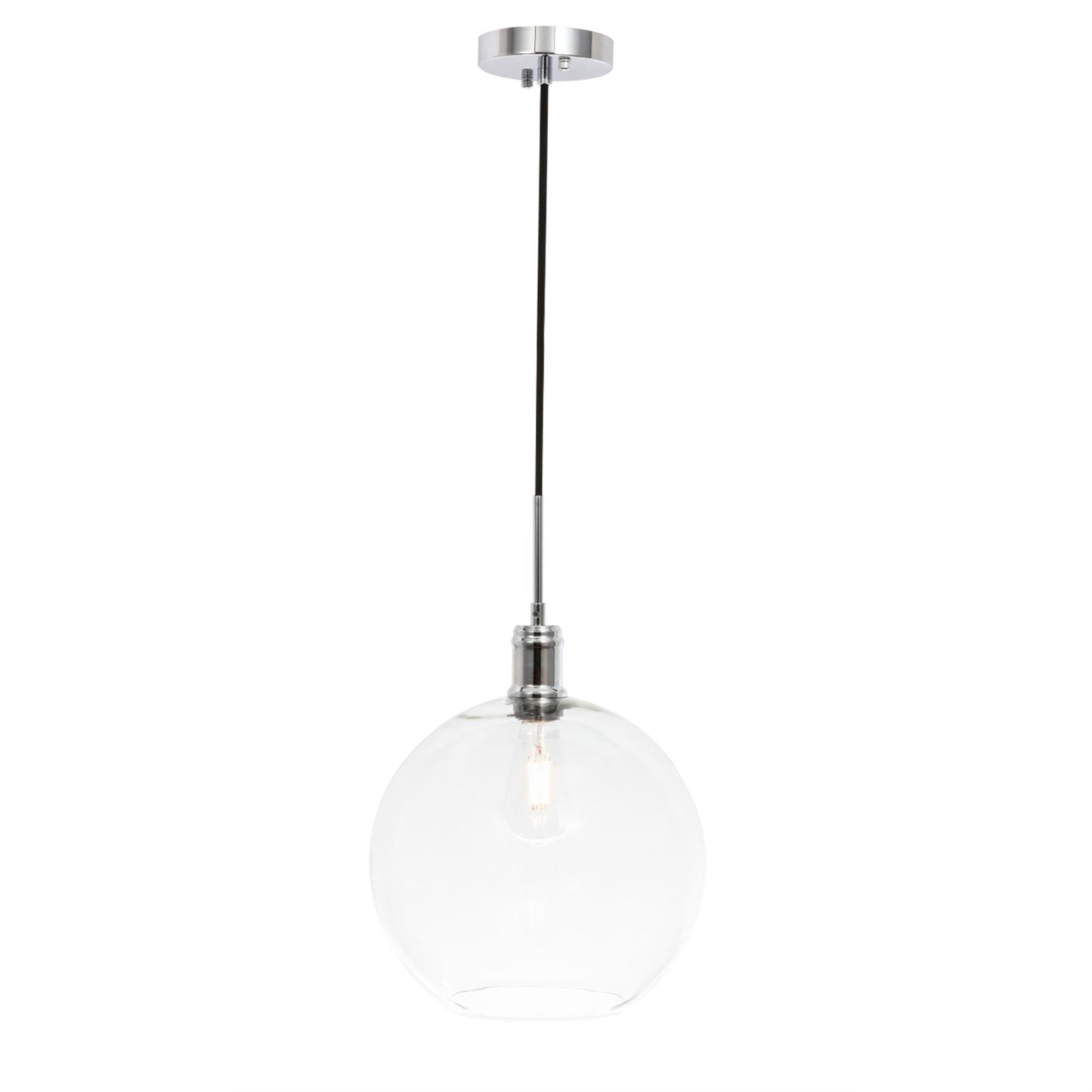 Living District Emett 1-Light Metal Pendant In Chrome And Clear Glass Finish