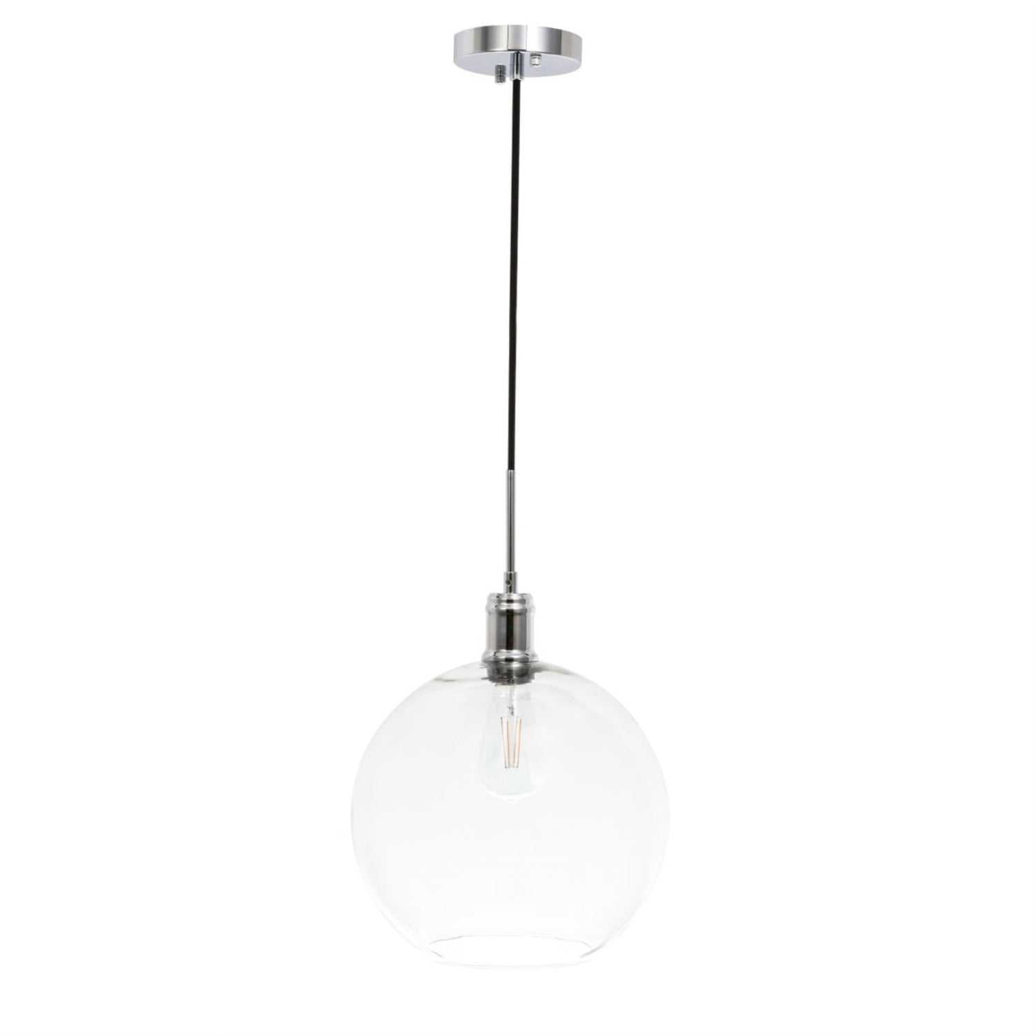 Living District Emett 1-Light Metal Pendant In Chrome And Clear Glass Finish