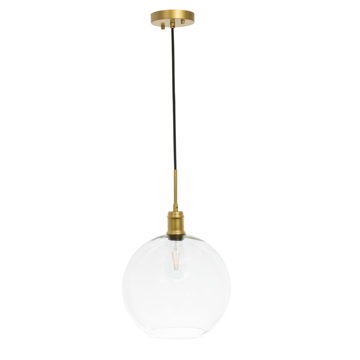 Elegant Lighting Emett 1-Light Brass Pendant With Clear Glass Shade - Modern Metal Fixture