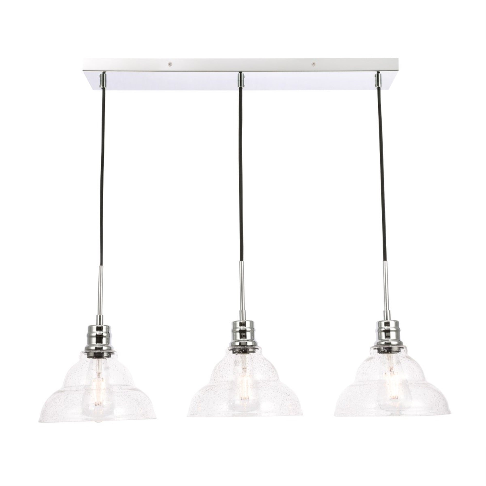 Elegant Lighting Clive 3 Light Pendant - Chrome, Seeded Glass, Model LD6223C