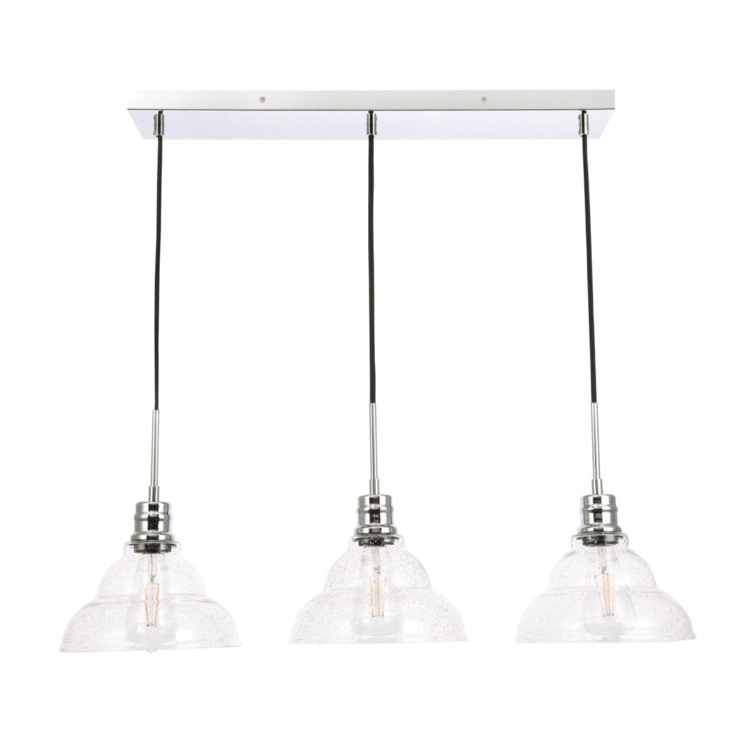 Elegant Lighting Clive 3 Light Pendant - Chrome, Seeded Glass, Model LD6223C