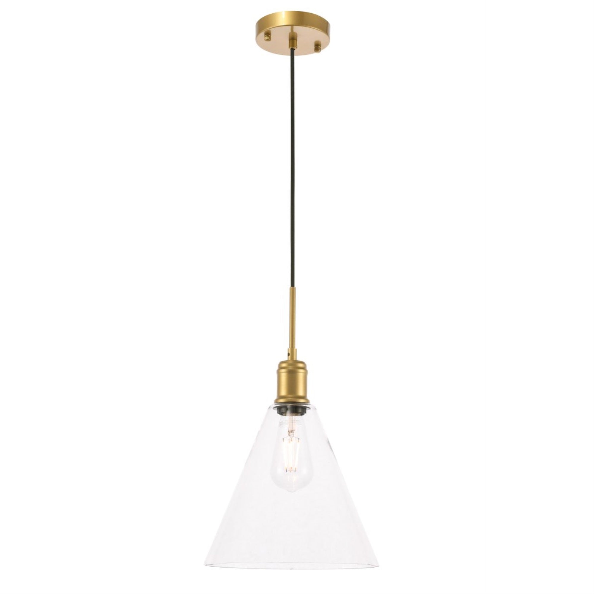 Hugh 1 Light Brass And Clear Glass Pendant