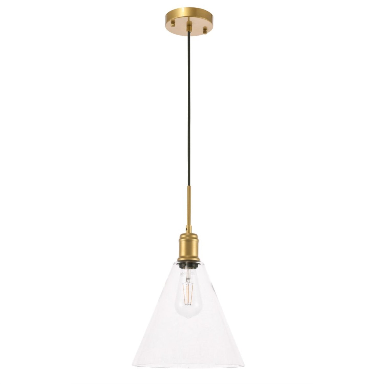 Hugh 1 Light Brass And Clear Glass Pendant