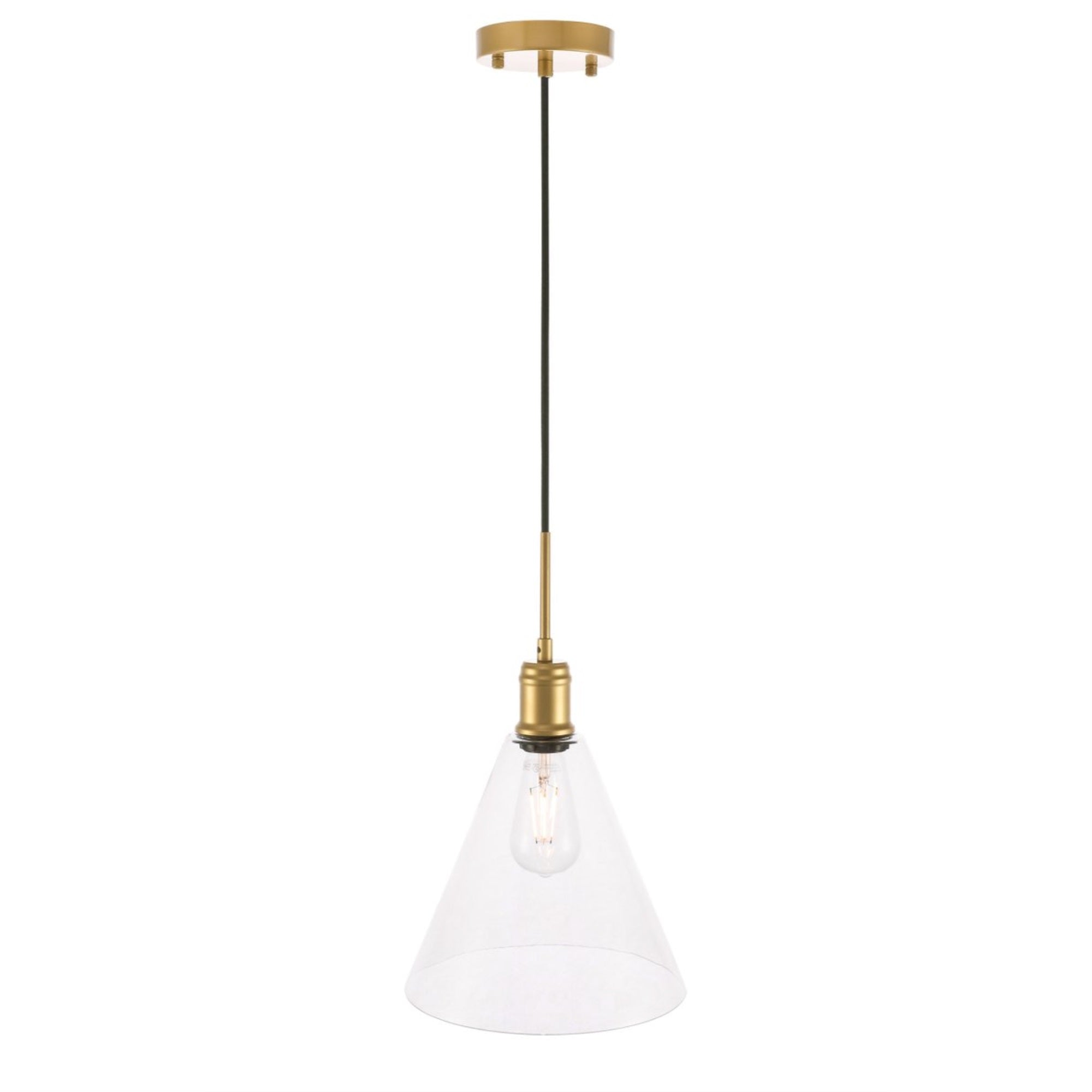 Hugh 1 Light Brass And Clear Glass Pendant
