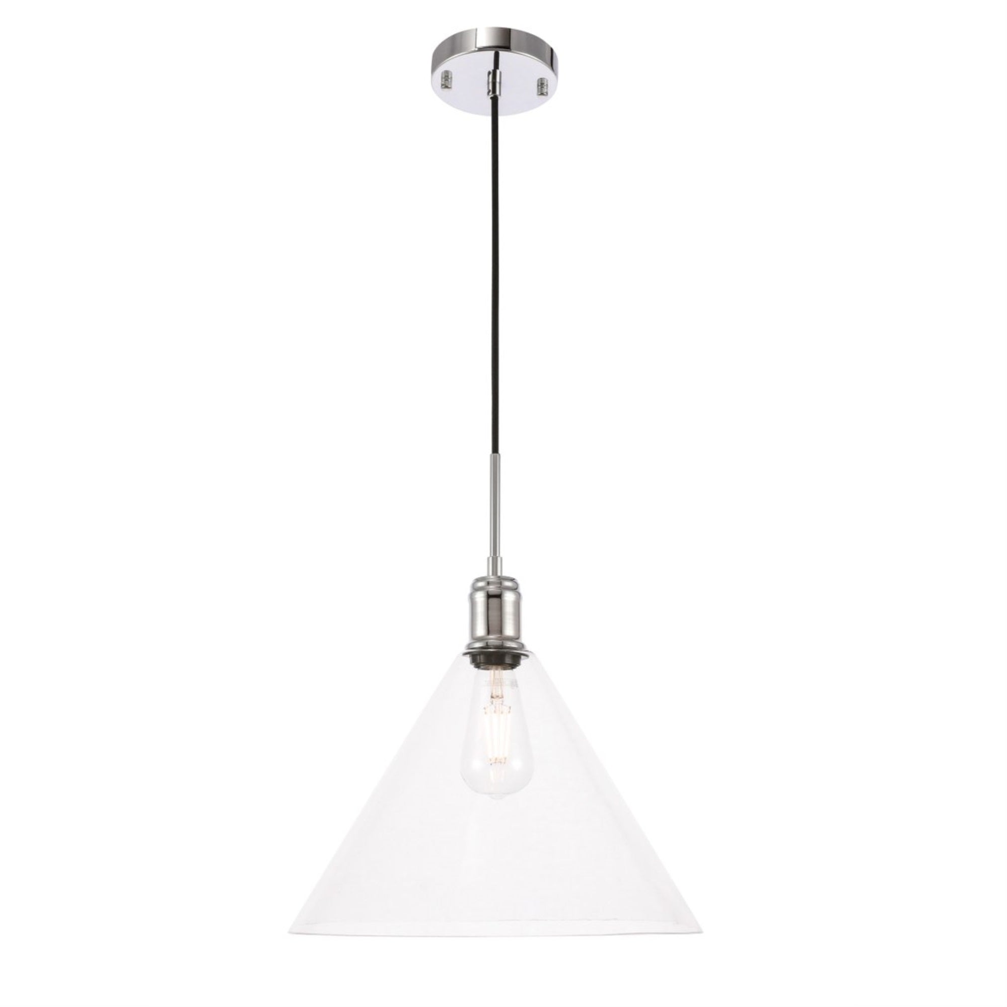 Living District Hugh 1 Light Chrome And Clear Glass Pendant