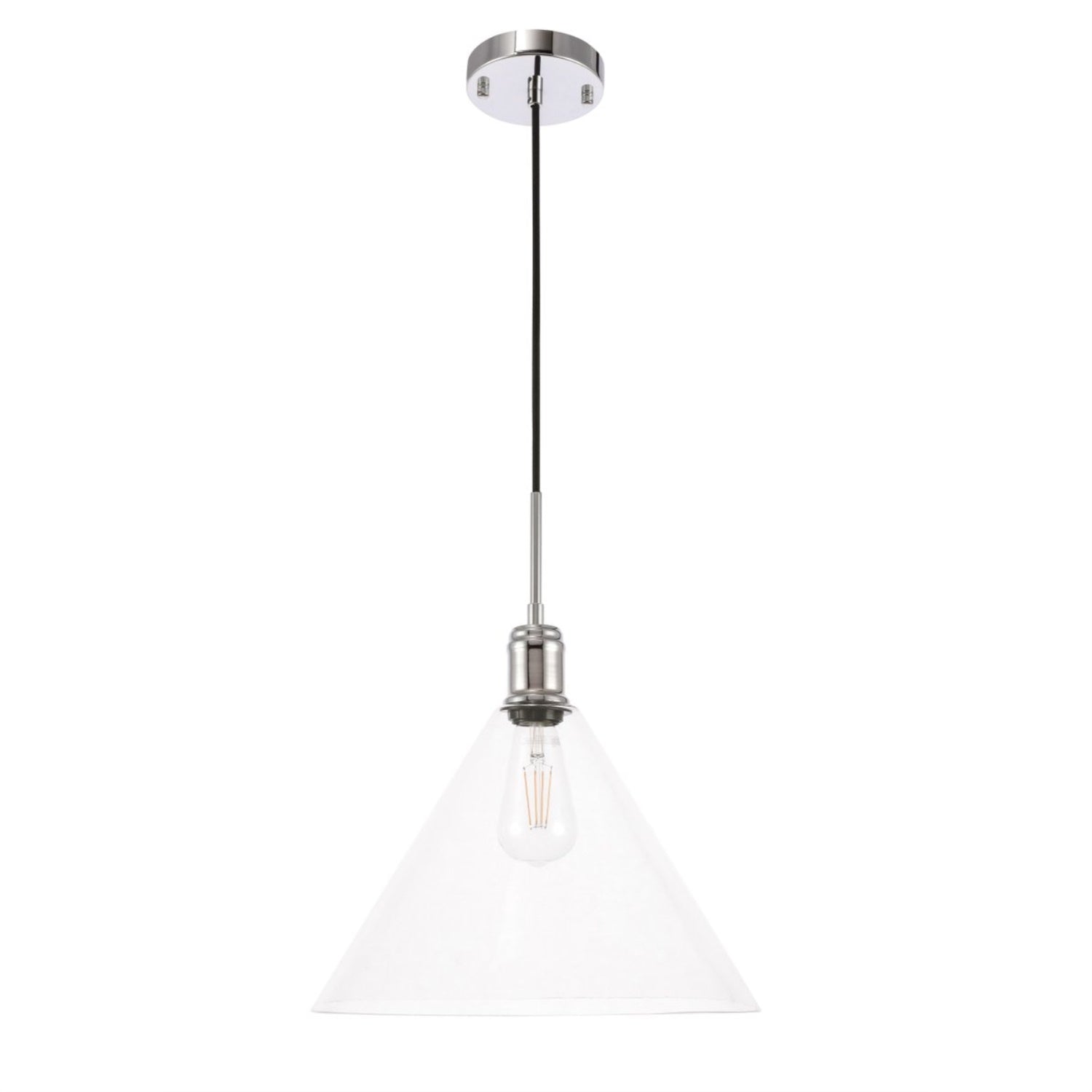 Living District Hugh 1 Light Chrome And Clear Glass Pendant