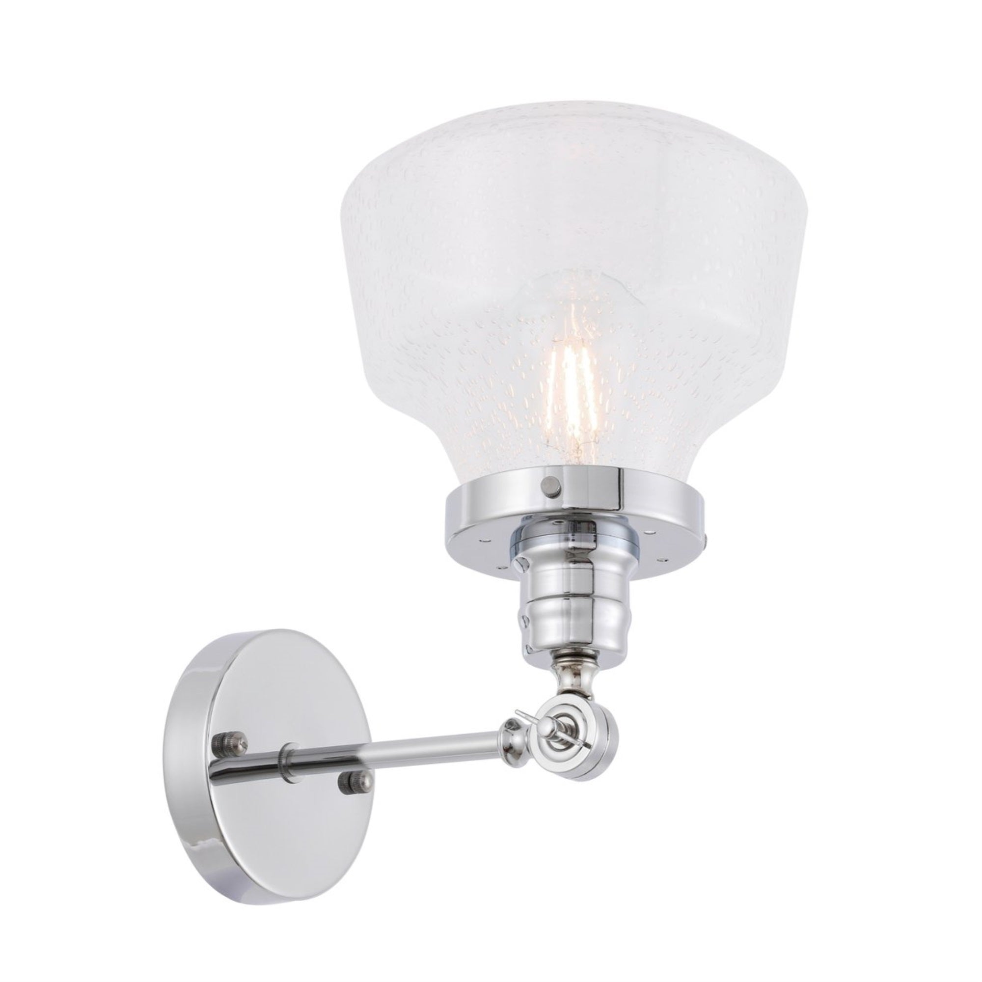 Lyle 1 light Chrome and Clear seeded glass wall sconce