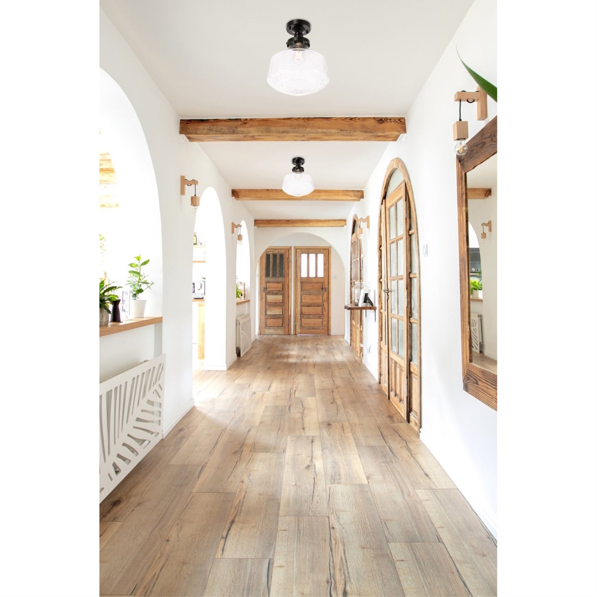 Living District Flush Mount Light - Black Metal with Clear Seeded Glass, 11inL x 11inW x 14inH, Model LD6240BK