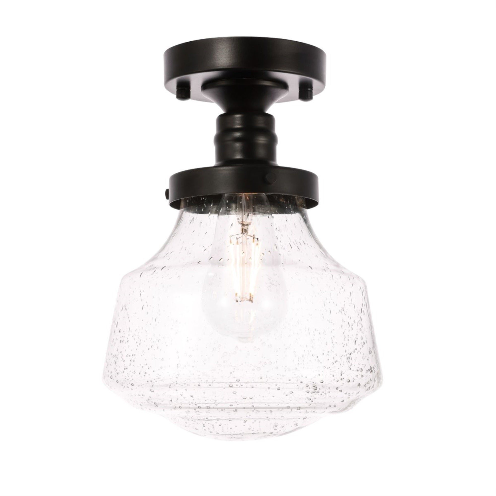 Living District Lyle 1-Light Metal & Glass Flush Mount In Black/Clear