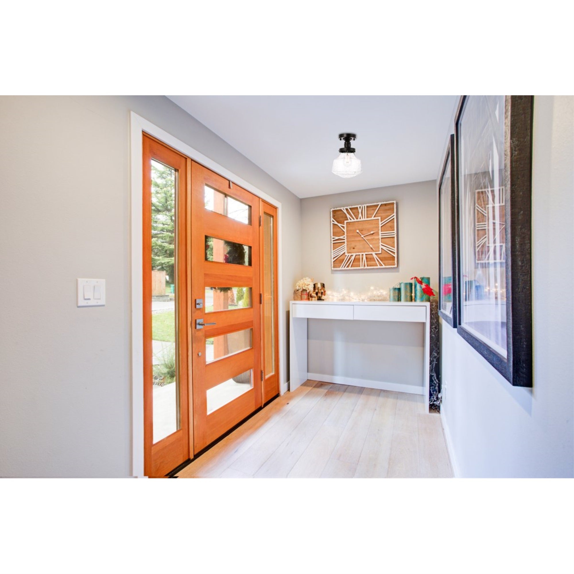 Living District Lyle 1-Light Metal & Glass Flush Mount In Black/Clear