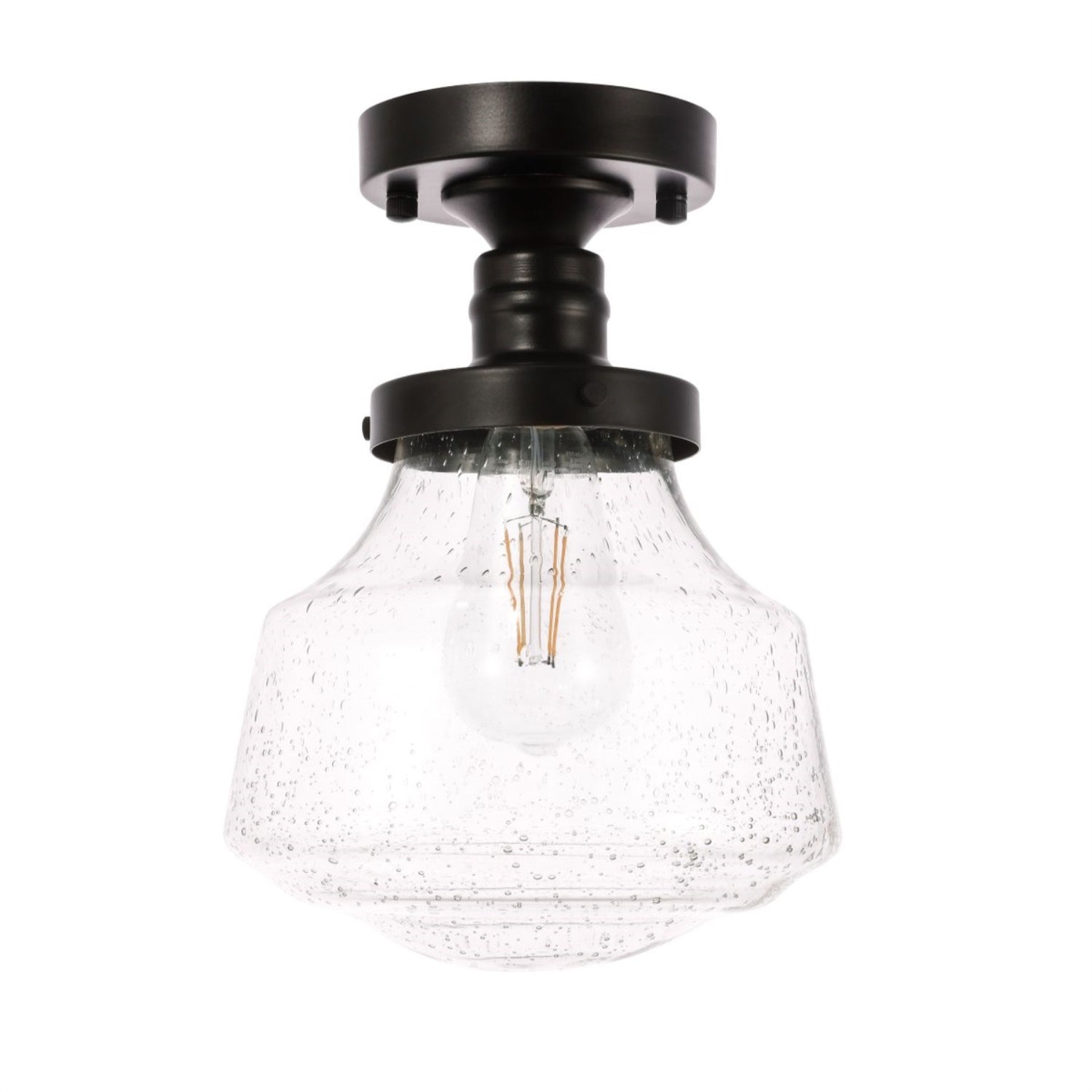 Living District Lyle 1-Light Metal & Glass Flush Mount In Black/Clear