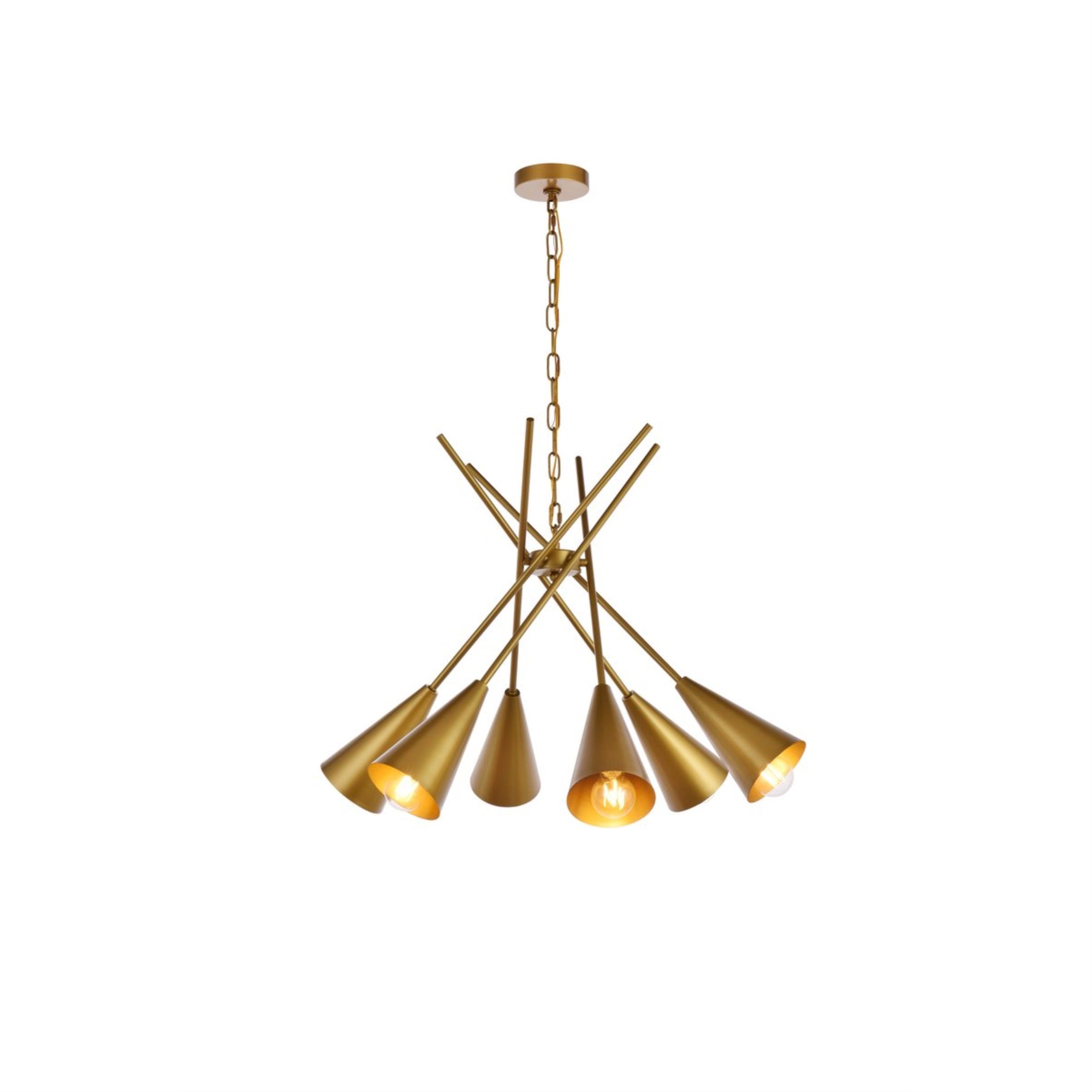 Living District Casen 6-Light Mid-Century Metal Pendant In Brass