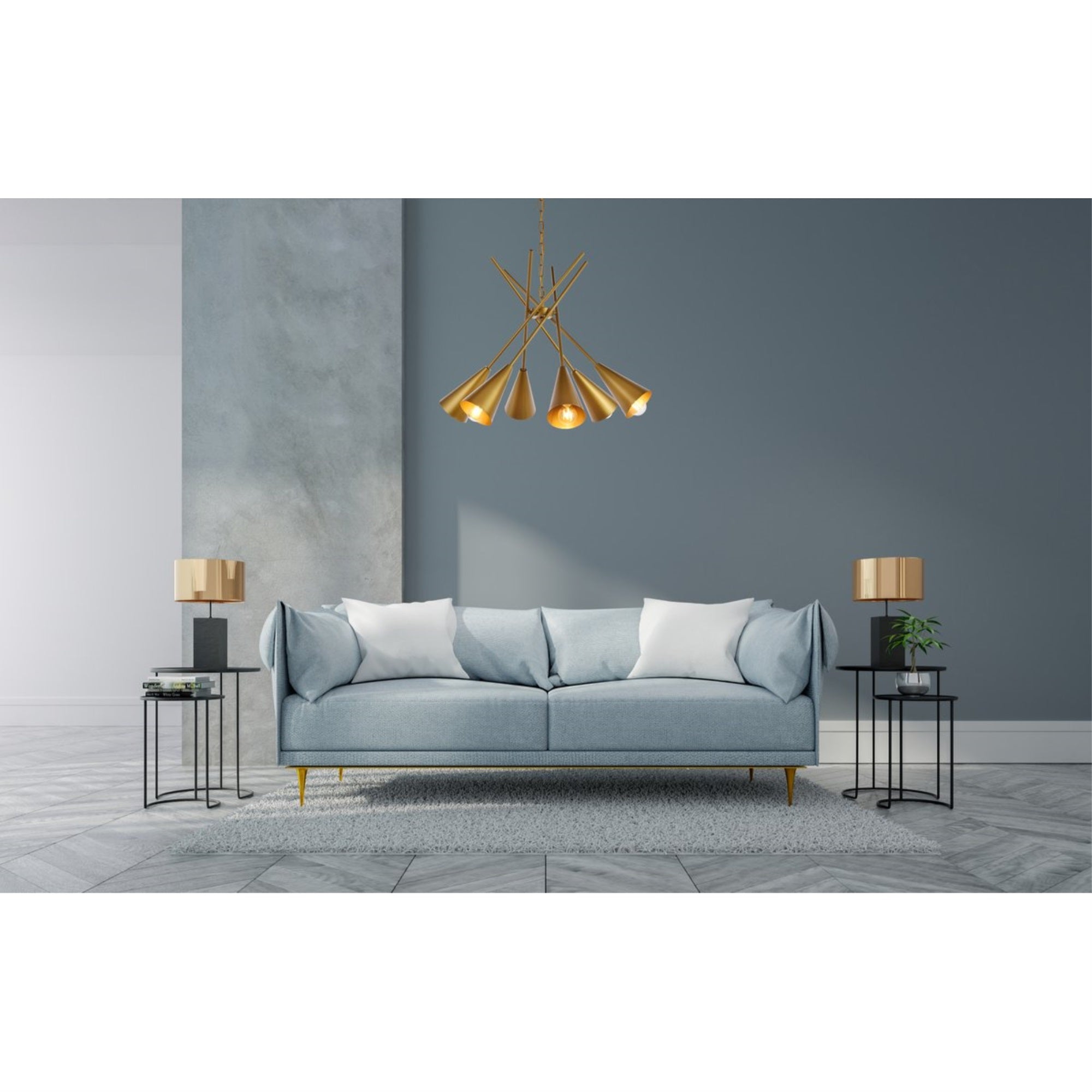 Living District Casen 6-Light Mid-Century Metal Pendant In Brass