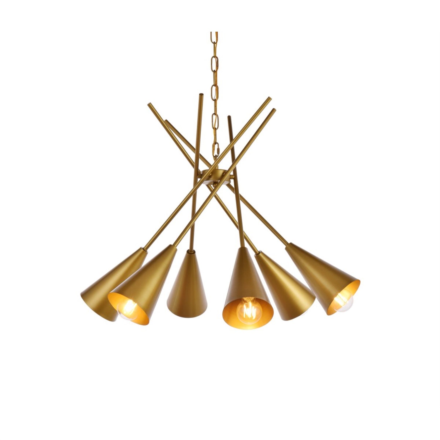 Living District Casen 6-Light Mid-Century Metal Pendant In Brass