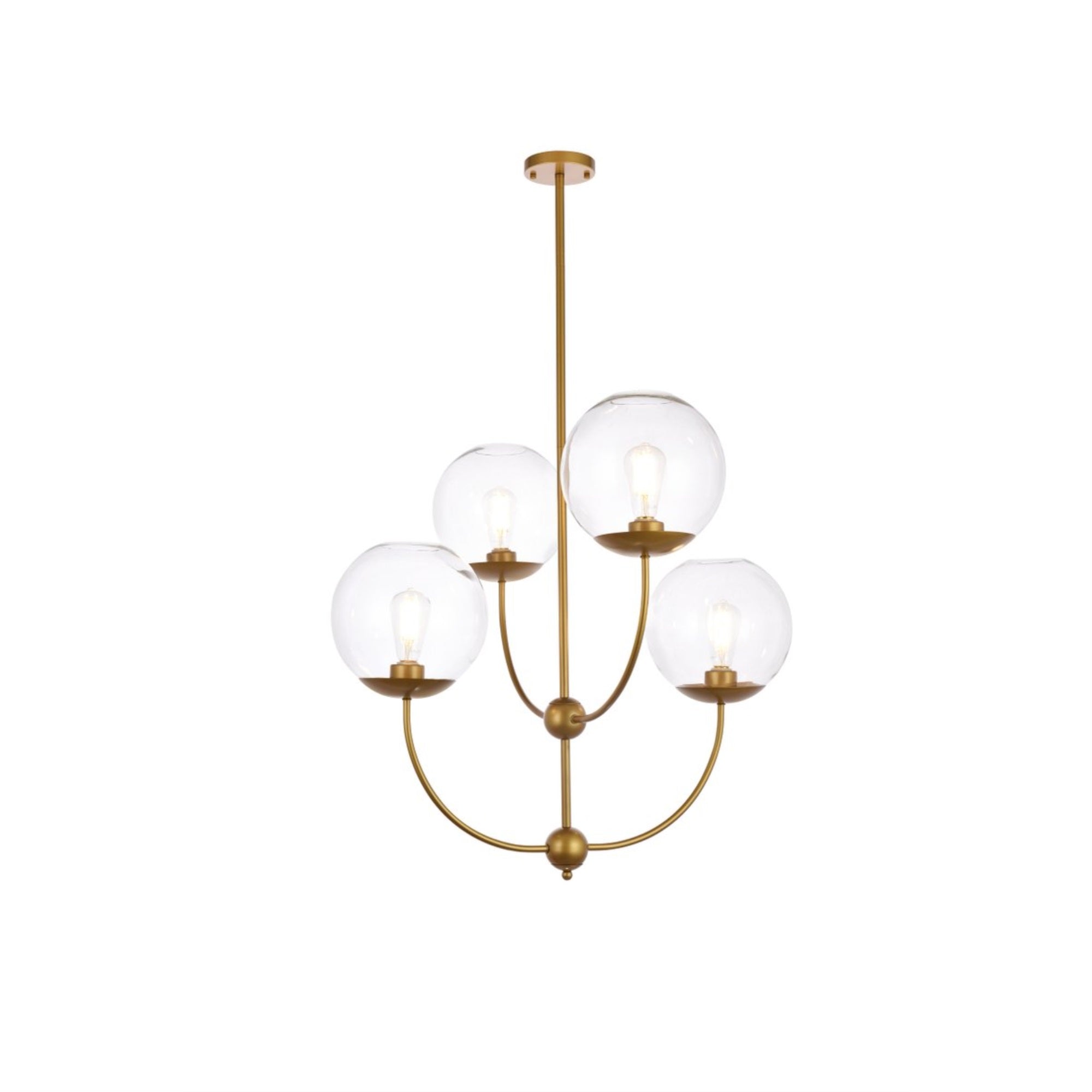 Lennon 31.5 inch pendant in brass with clear shade