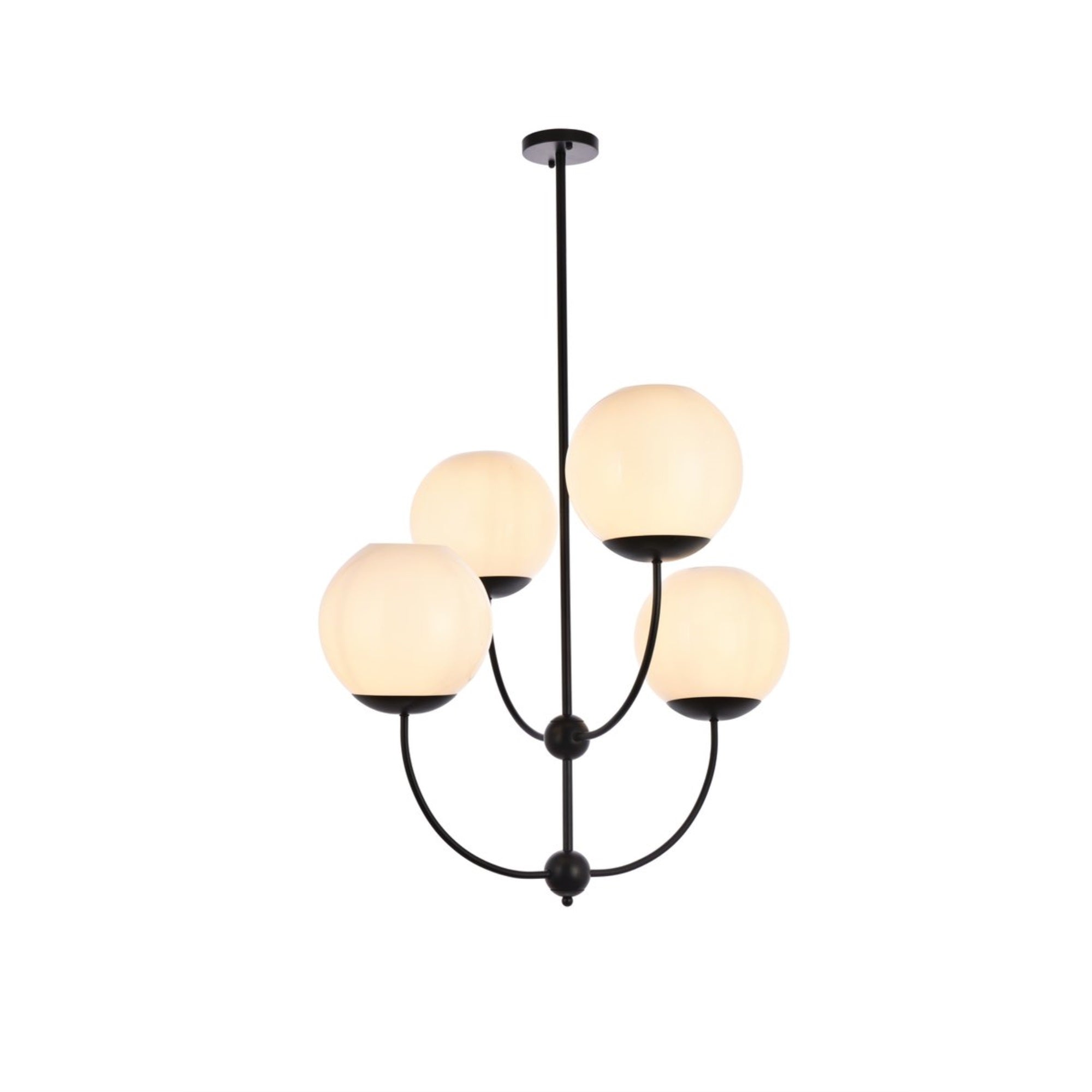 Living District Lennon 4-Light Mid-Century Metal Pendant In Black And White
