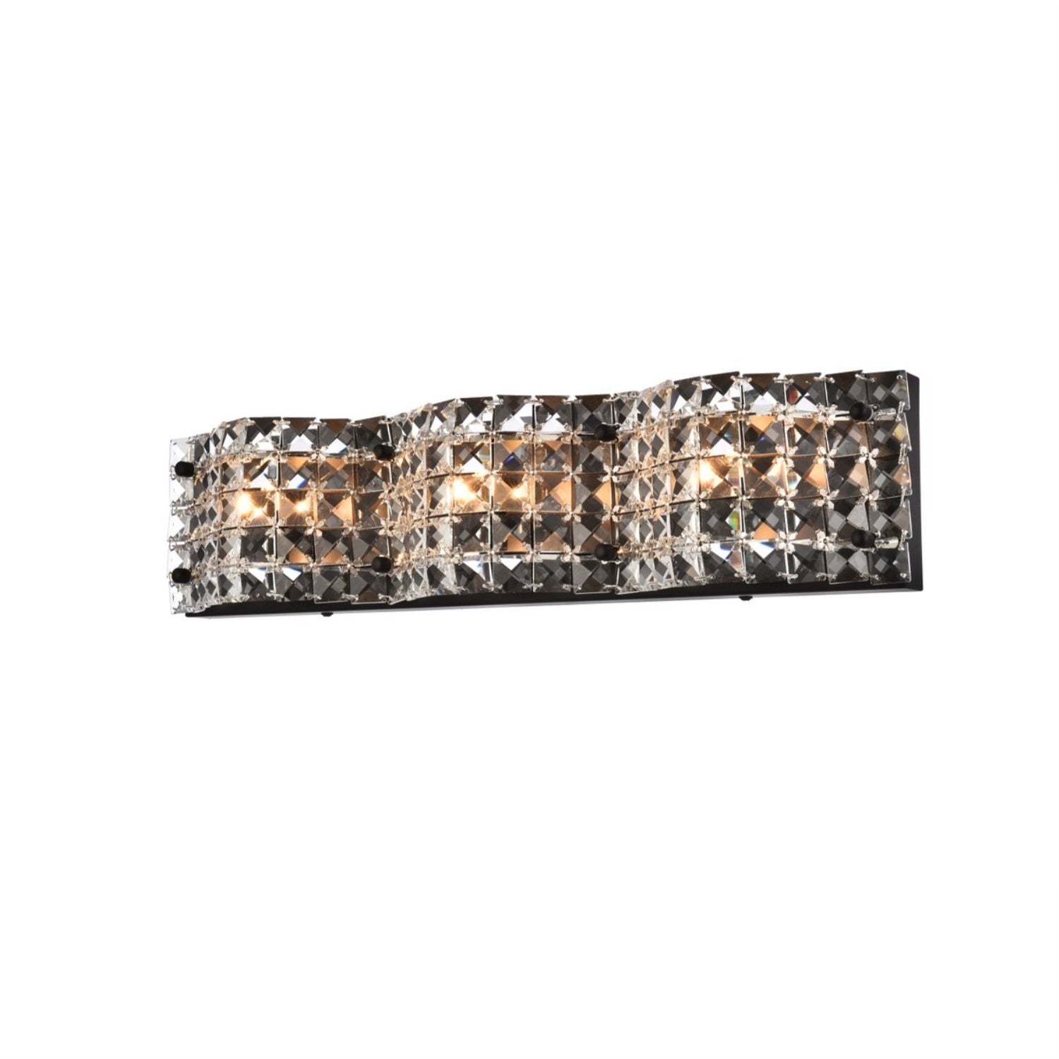 Tate 3 light bath sconce in black with clear crystals