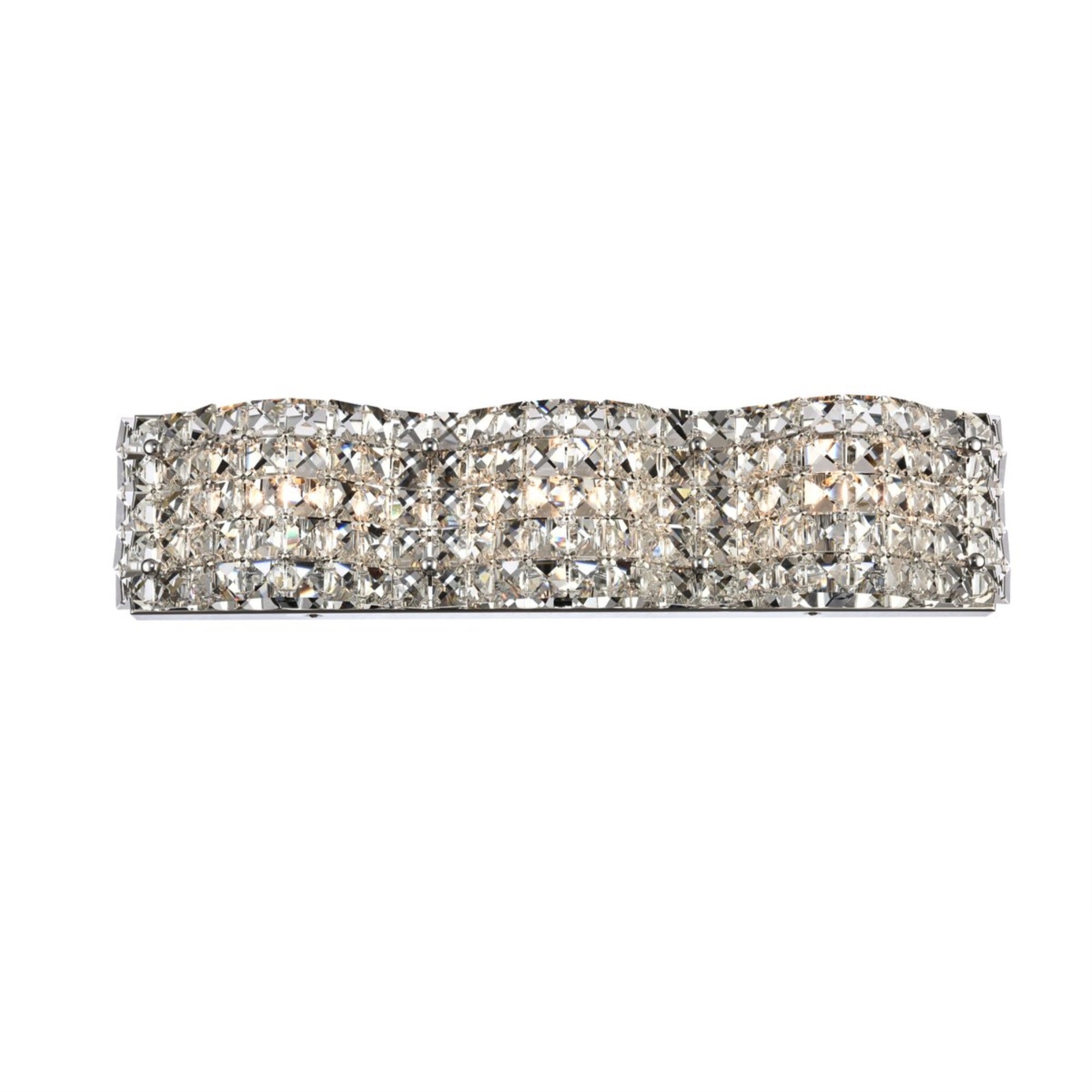 Elegant Lighting LD7001W21 Tate Wall Sconce, 3 Light, ADA Compliant, 4-11/16in Tall, Chrome and Clear, Stainless Steel