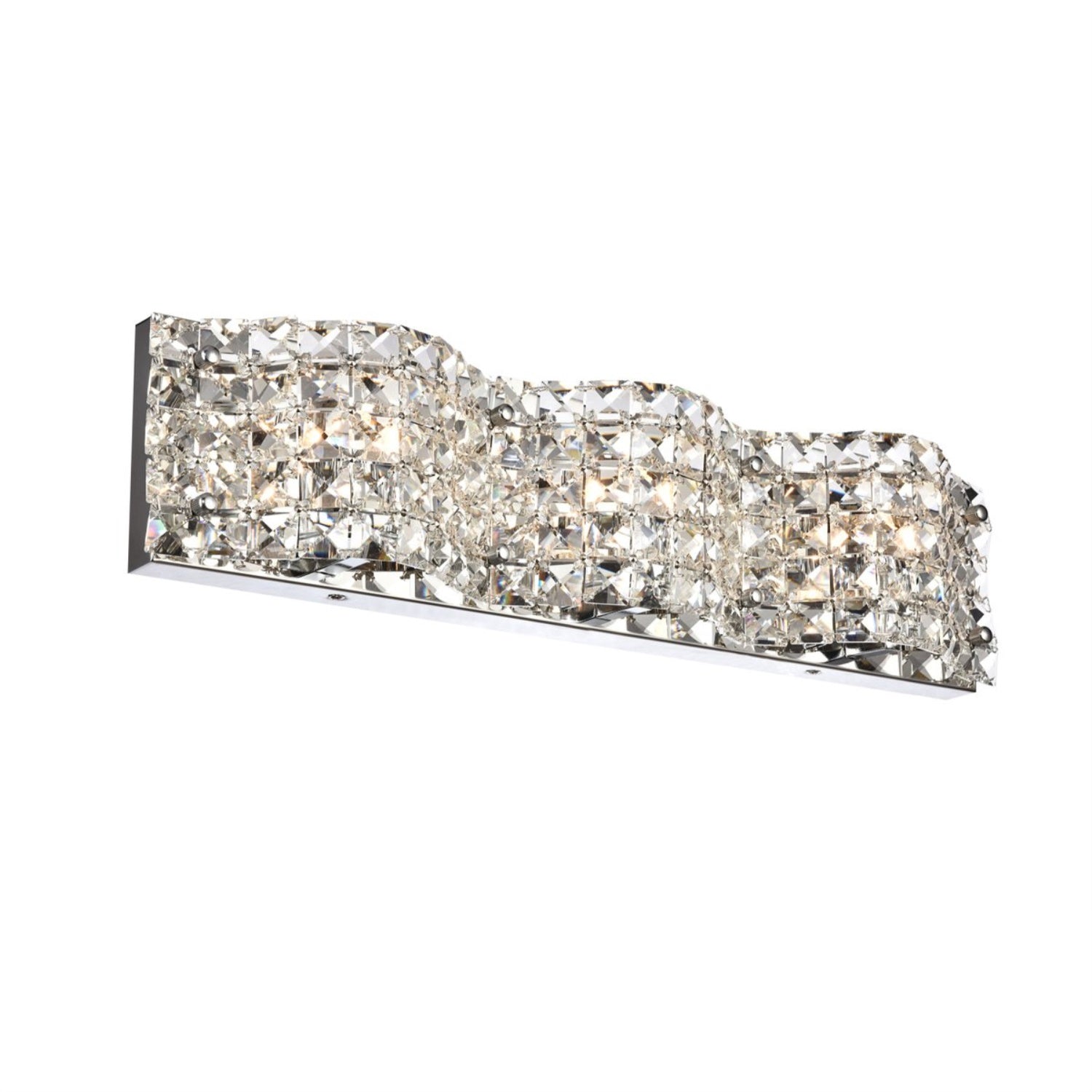 Elegant Lighting LD7001W21 Tate Wall Sconce, 3 Light, ADA Compliant, 4-11/16in Tall, Chrome and Clear, Stainless Steel