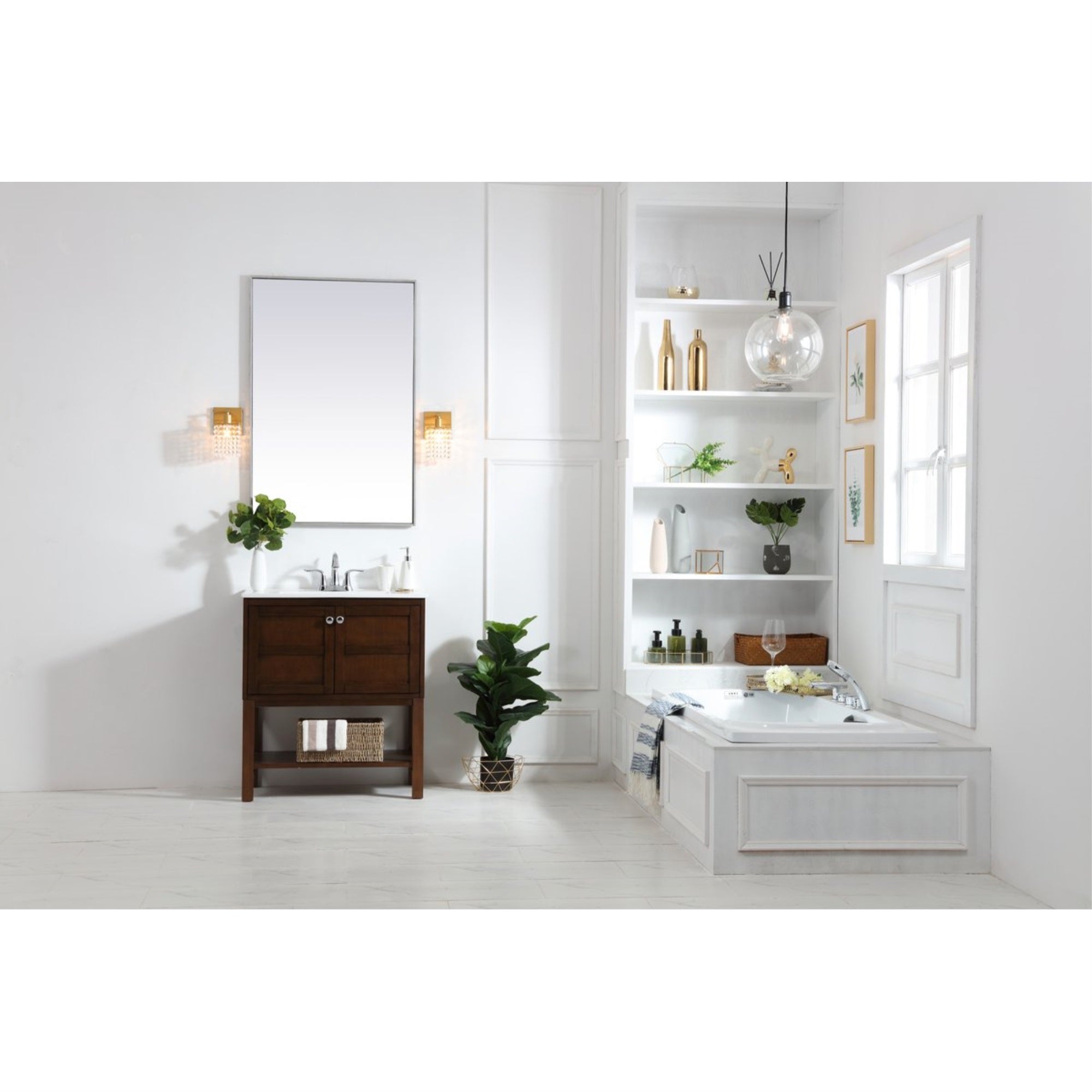 Living District Phineas 1-Light Wall Sconce, Brass and Clear, Model LD7006BR