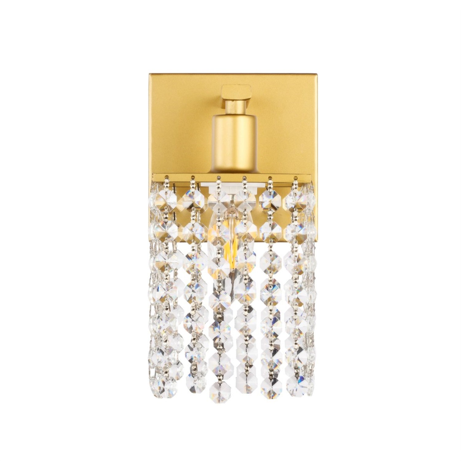 Living District Phineas 1-Light Wall Sconce, Brass and Clear, Model LD7006BR