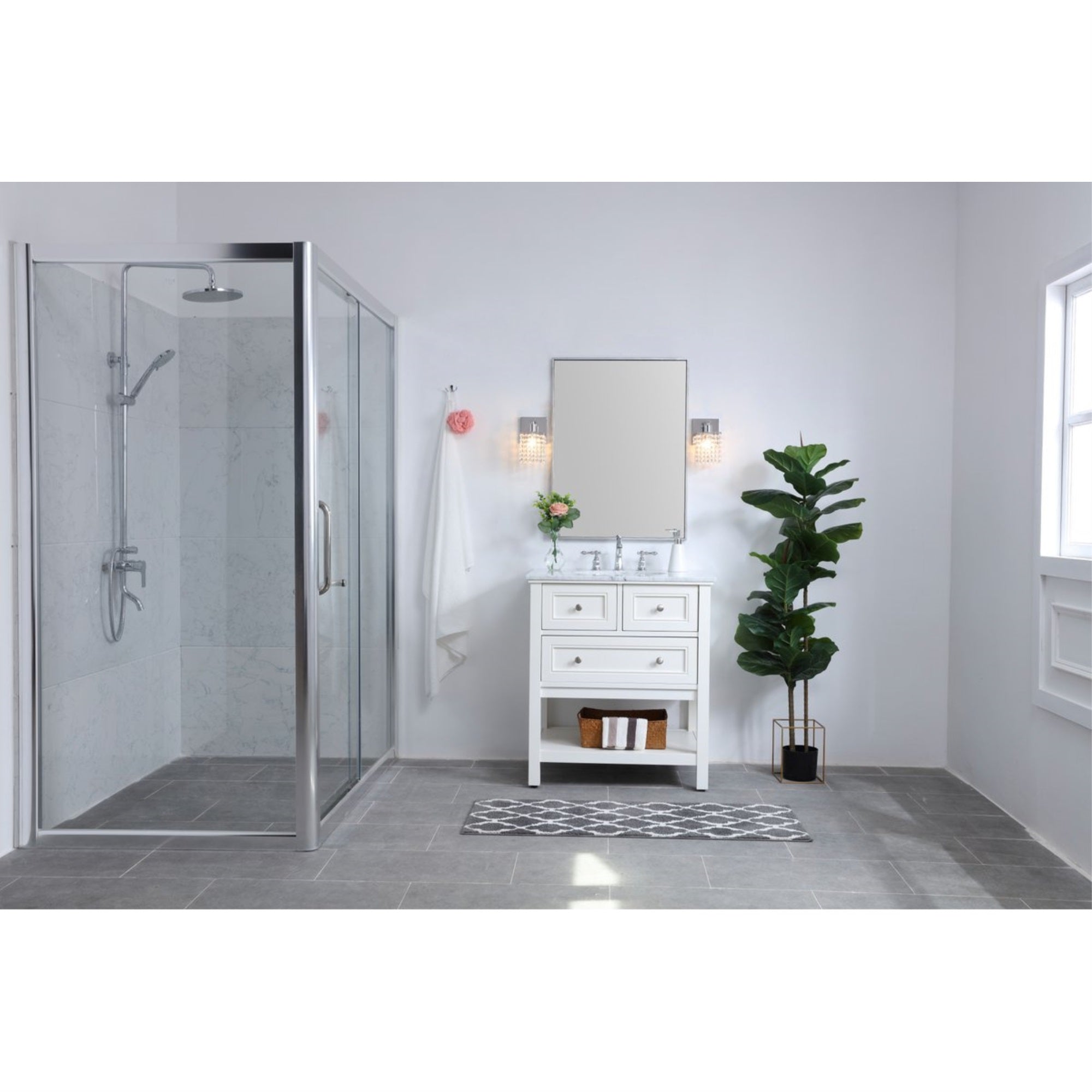 Living District 1-Light Wall Sconce, Chrome & Clear Crystals, Model LD7007C, Iron and Crystal Material