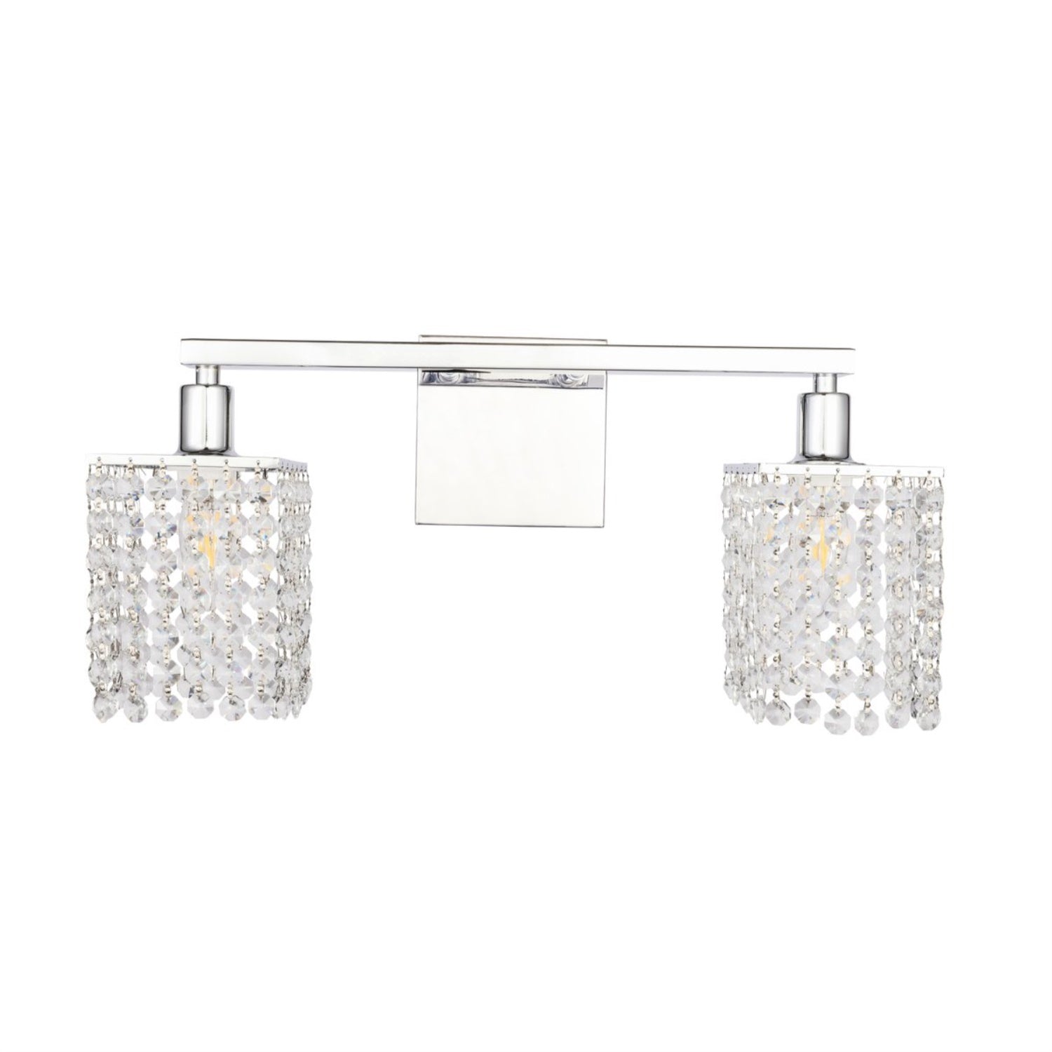 Living District Phineas 2-Light Wall Sconce, Iron & Crystal, Chrome & Clear Crystals, Model LD7009C