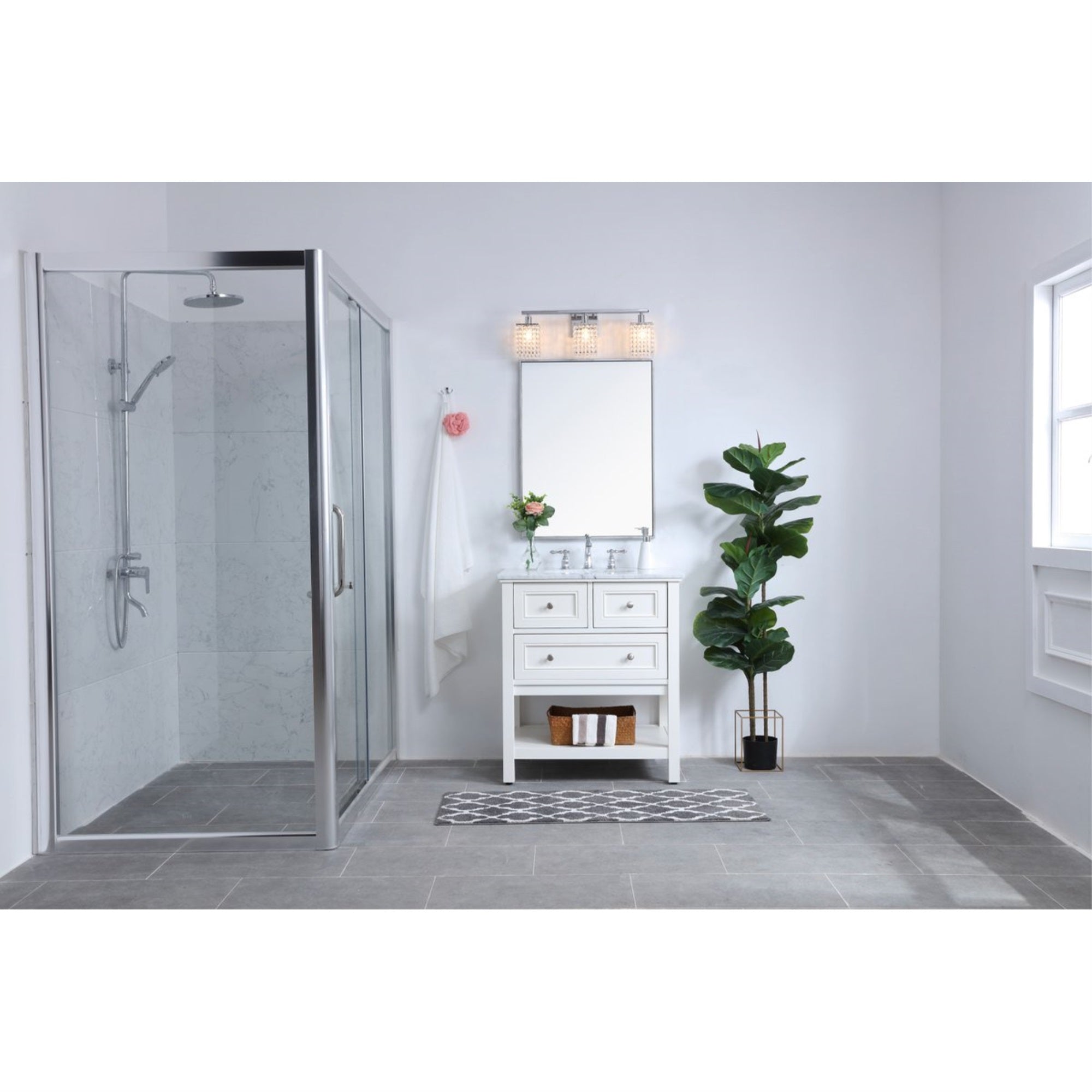 Phineas 3 light Chrome and Clear Crystals wall sconce