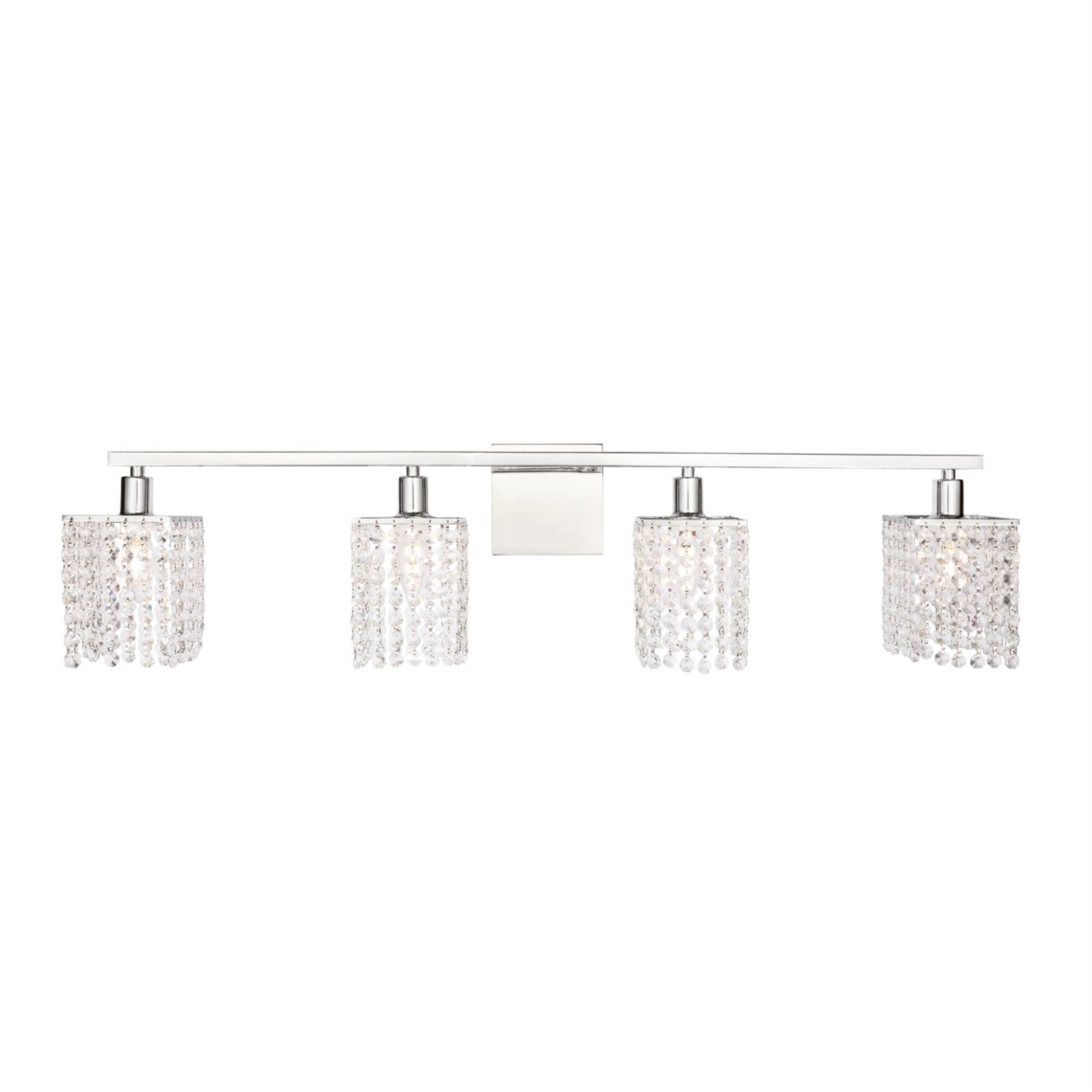 Living District Phineas Mid-Century Modern Wall Sconce, 4 Light, Chrome & Clear Crystals, Model LD7013C