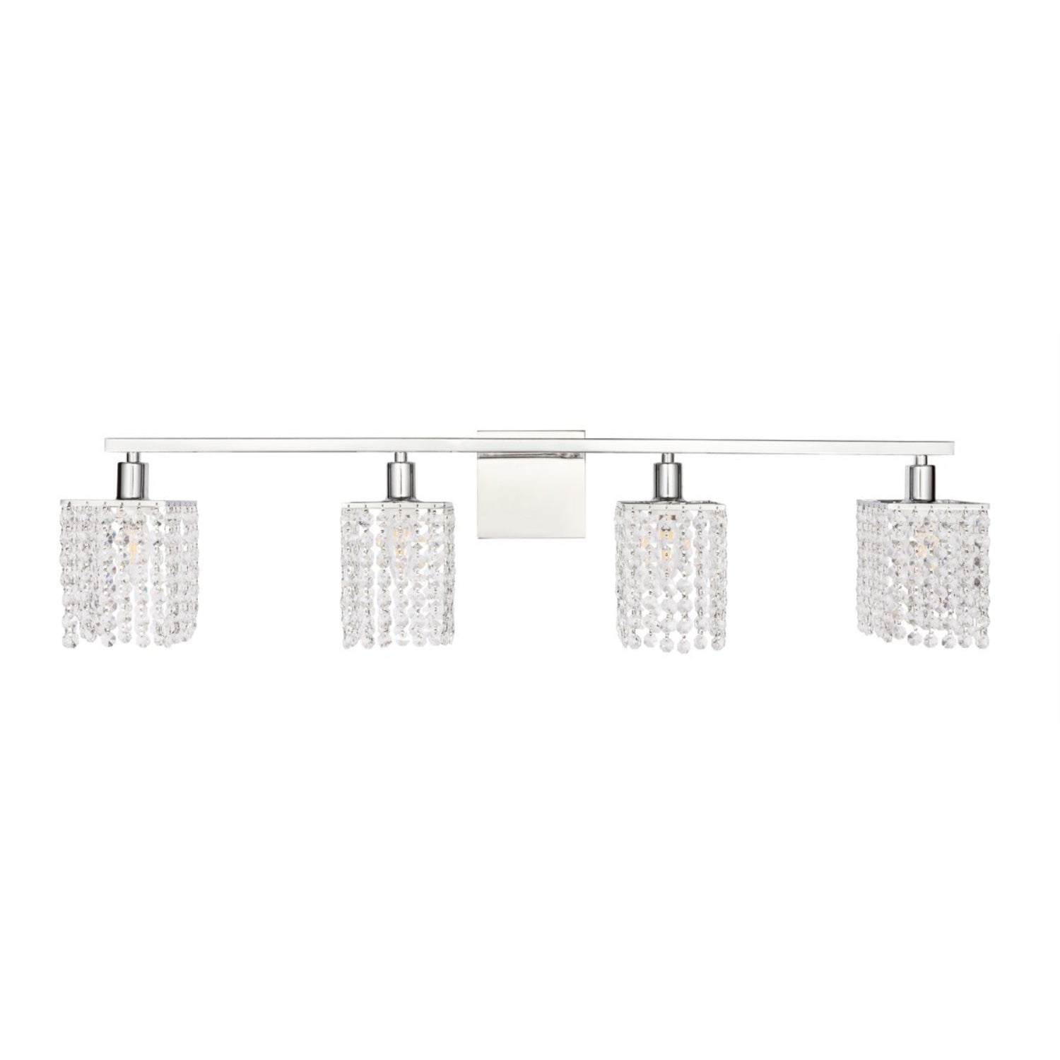 Living District Phineas Mid-Century Modern Wall Sconce, 4 Light, Chrome & Clear Crystals, Model LD7013C