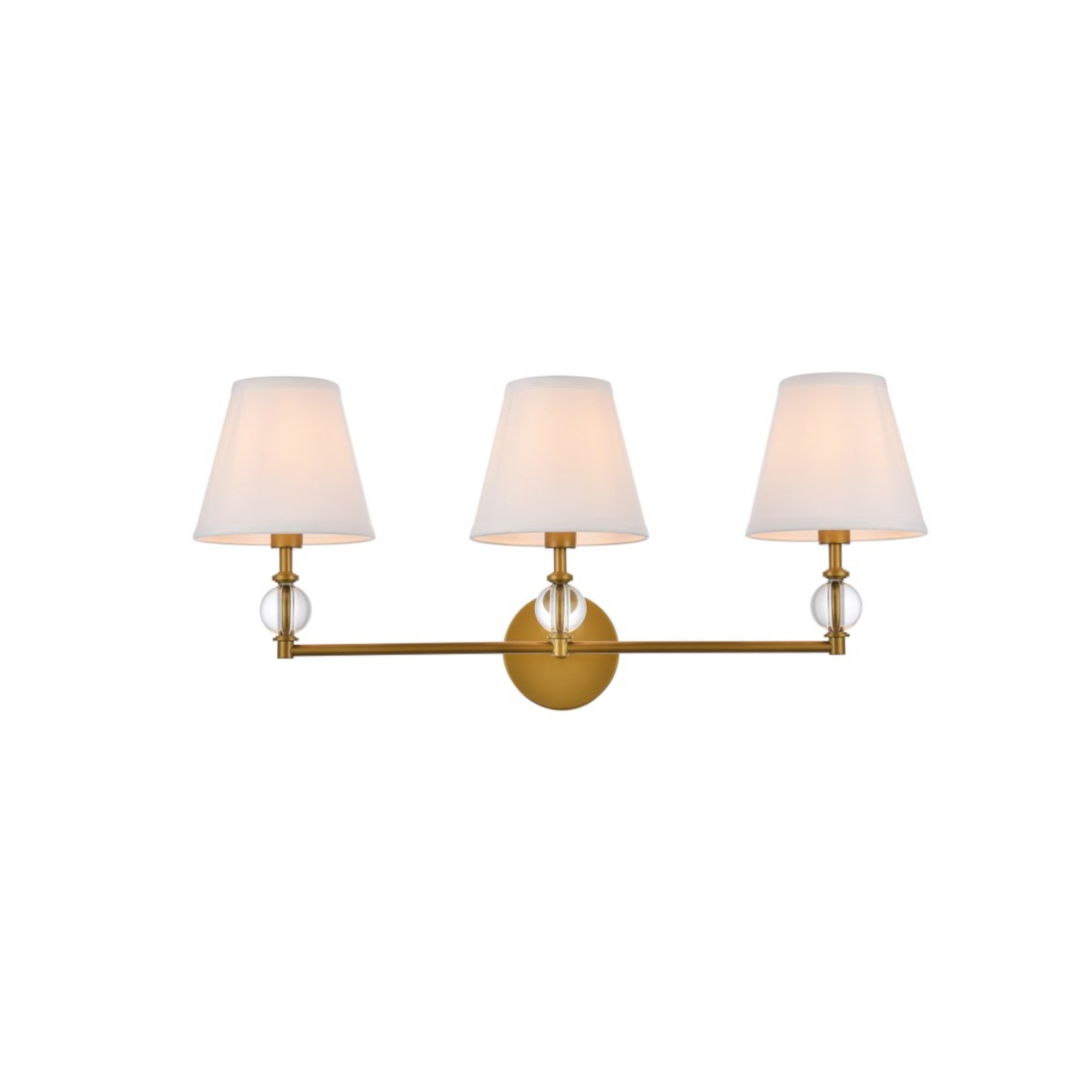 Bethany 3 lights bath sconce in brass with white fabric shade