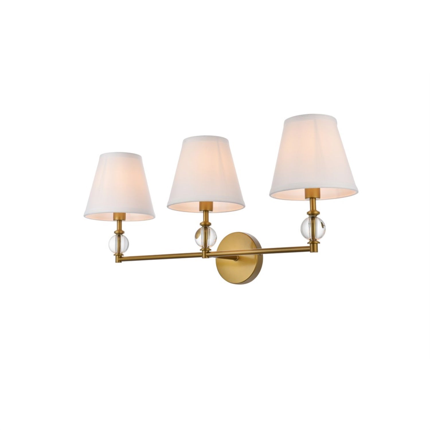 Bethany 3 lights bath sconce in brass with white fabric shade