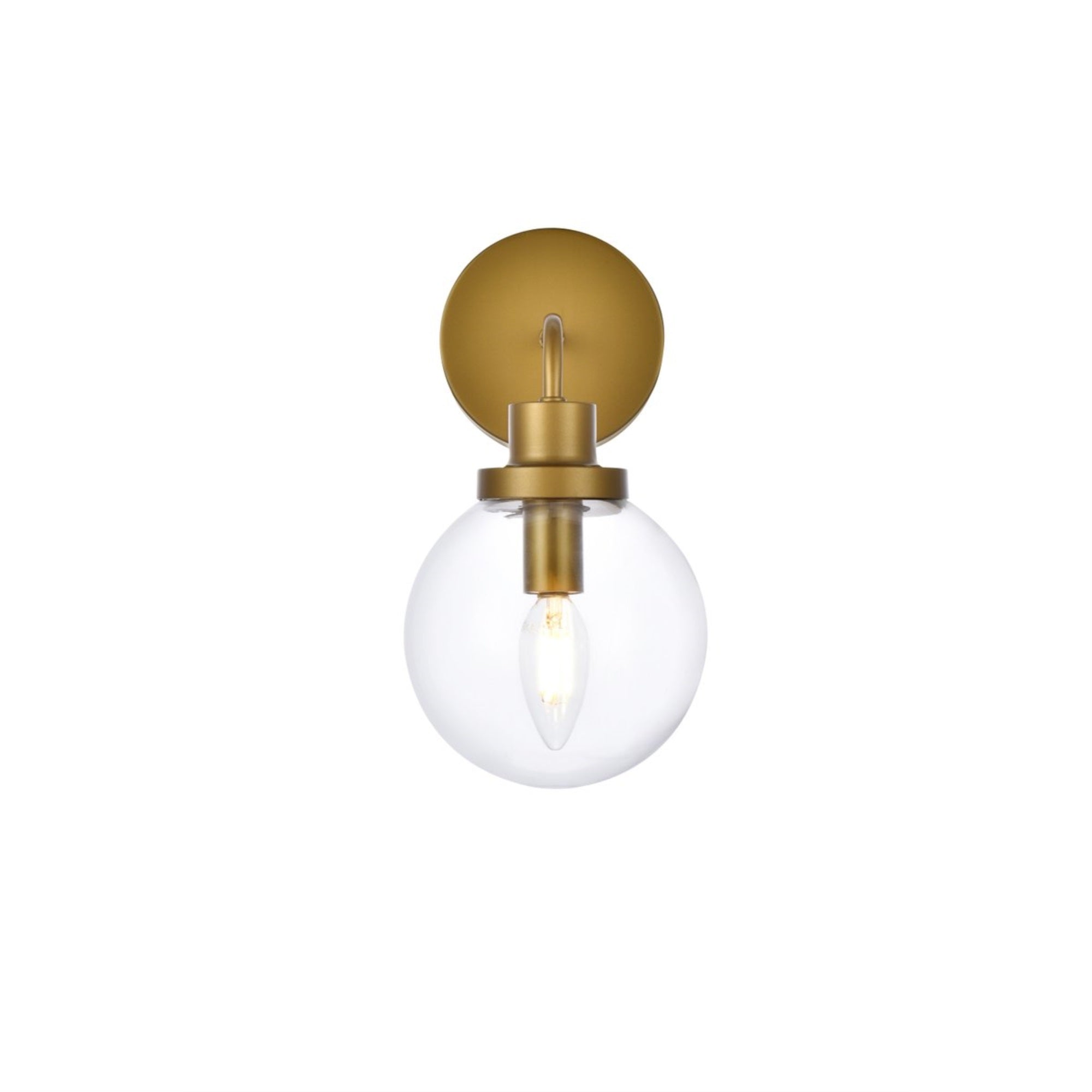Hanson 1 light bath sconce in brass with clear shade