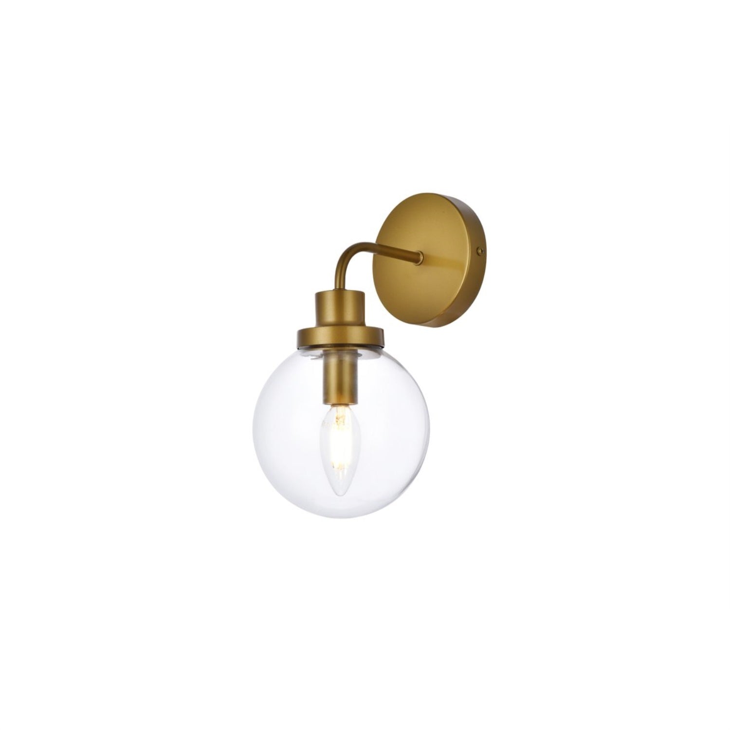 Hanson 1 light bath sconce in brass with clear shade