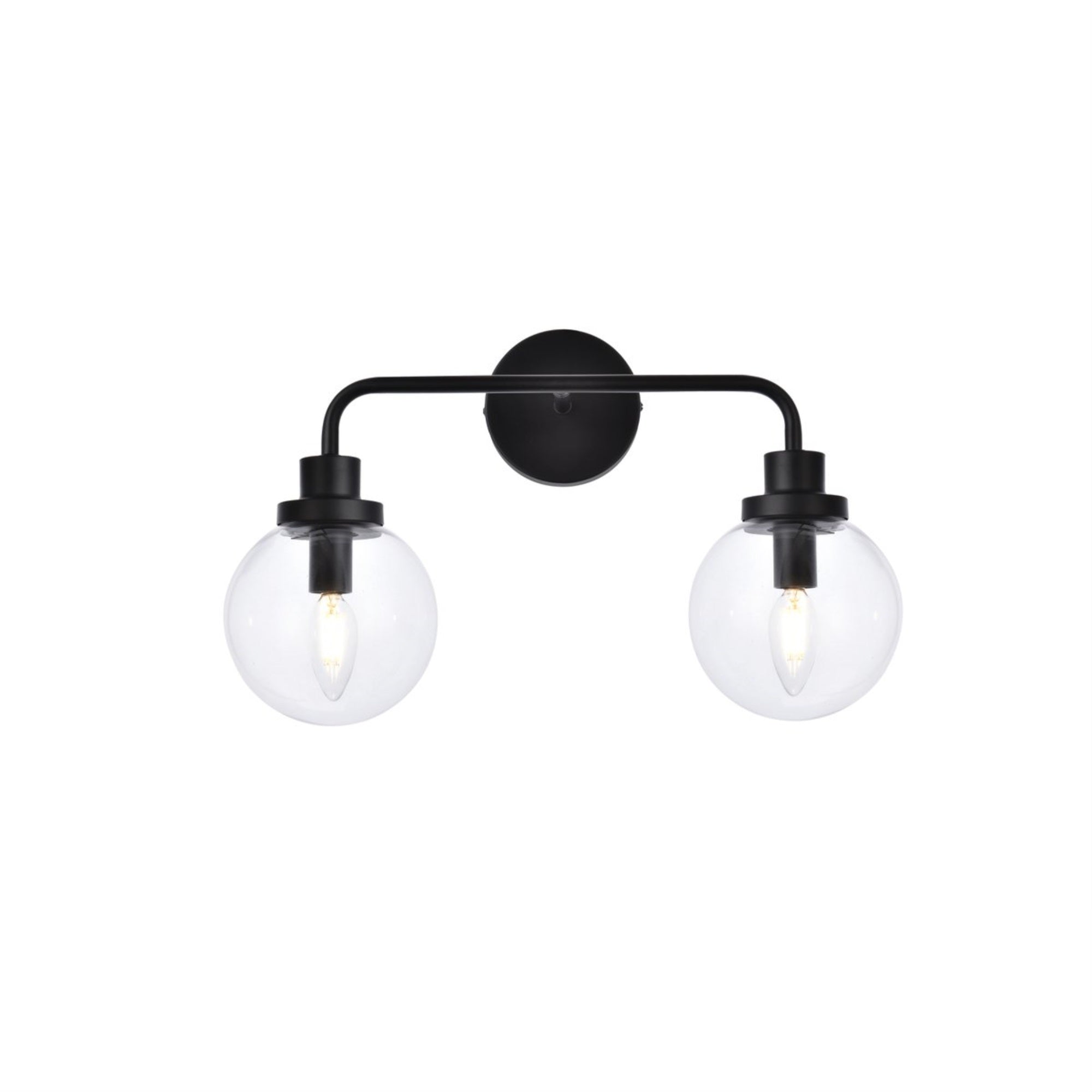 Hanson 2 lights bath sconce in black with clear shade