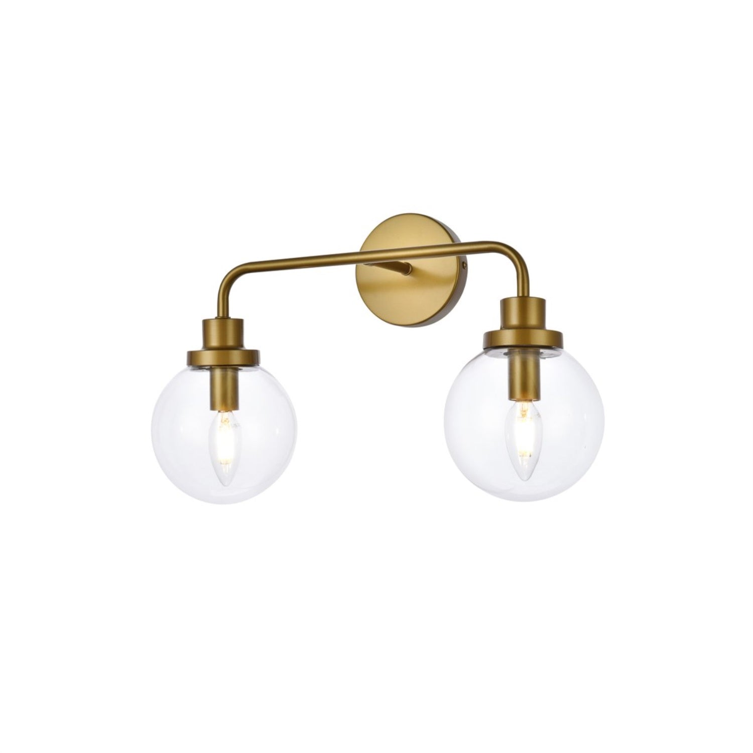 Living District 2-Light Bath Sconce, Brass Finish, Iron Material, Model LD7033W19BR