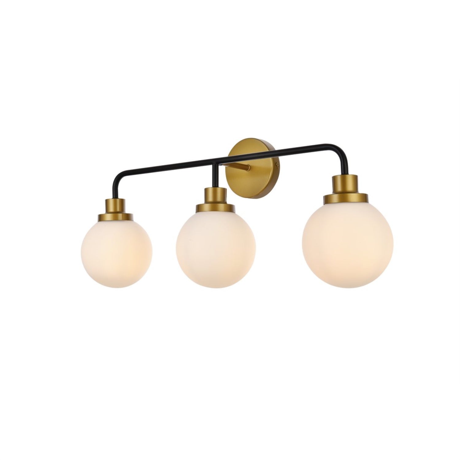 Hanson 3 lights bath sconce in black with brass with frosted shade