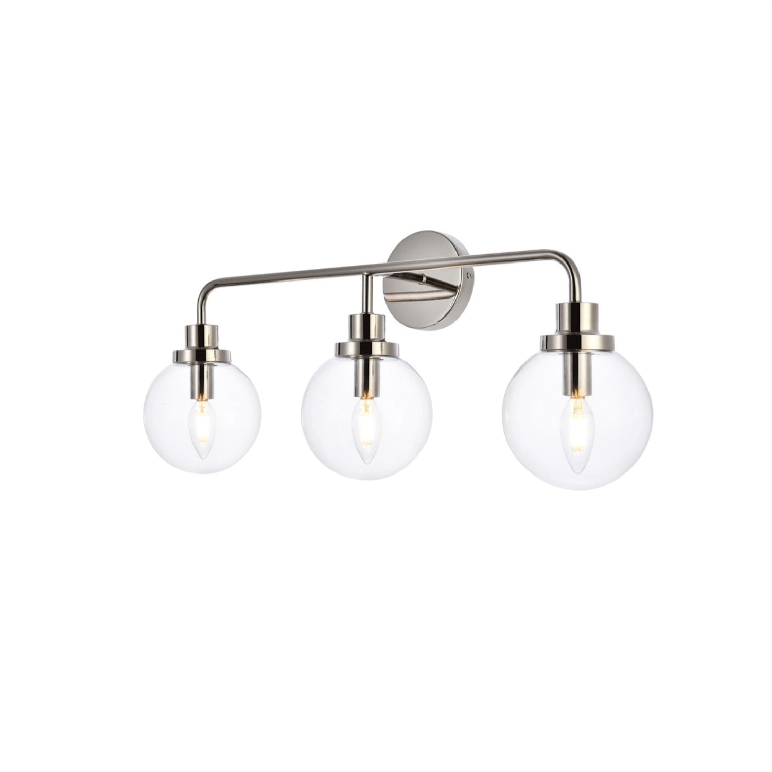 Hanson 3 lights bath sconce in polished nickel with clear shade