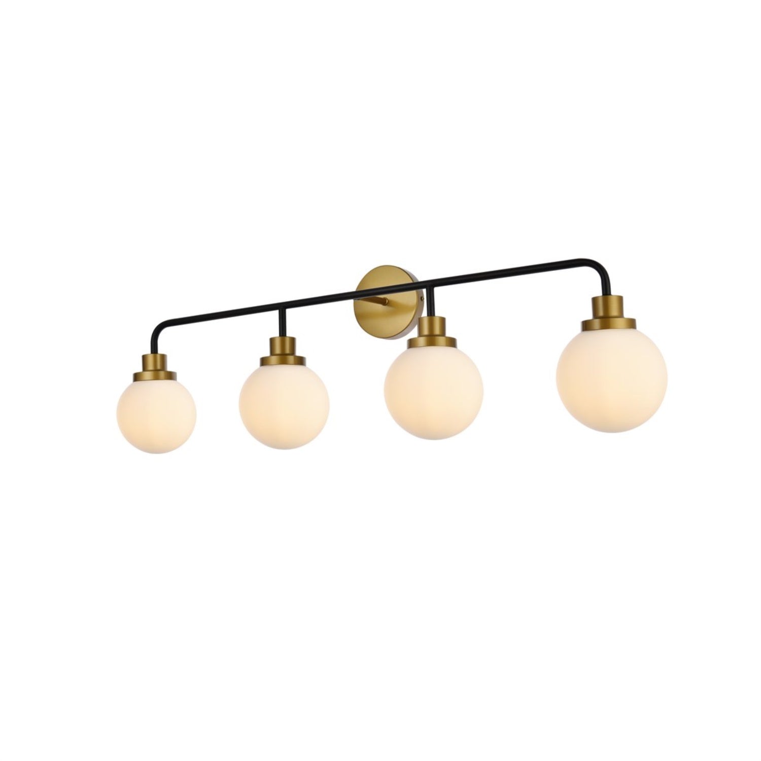 Hanson 4 lights bath sconce in black with brass with frosted shade