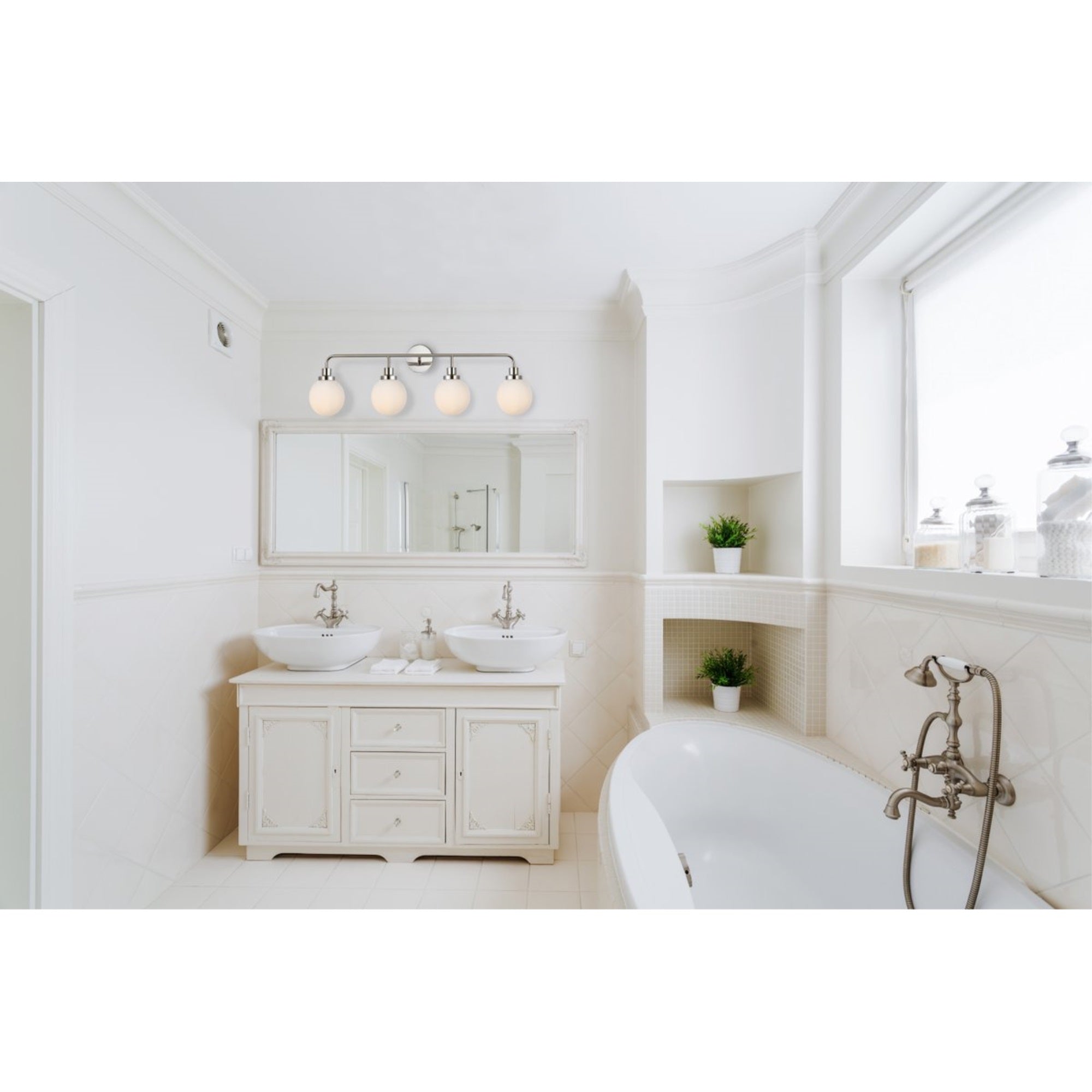 Hanson 4 lights bath sconce in polished nickel with frosted shade