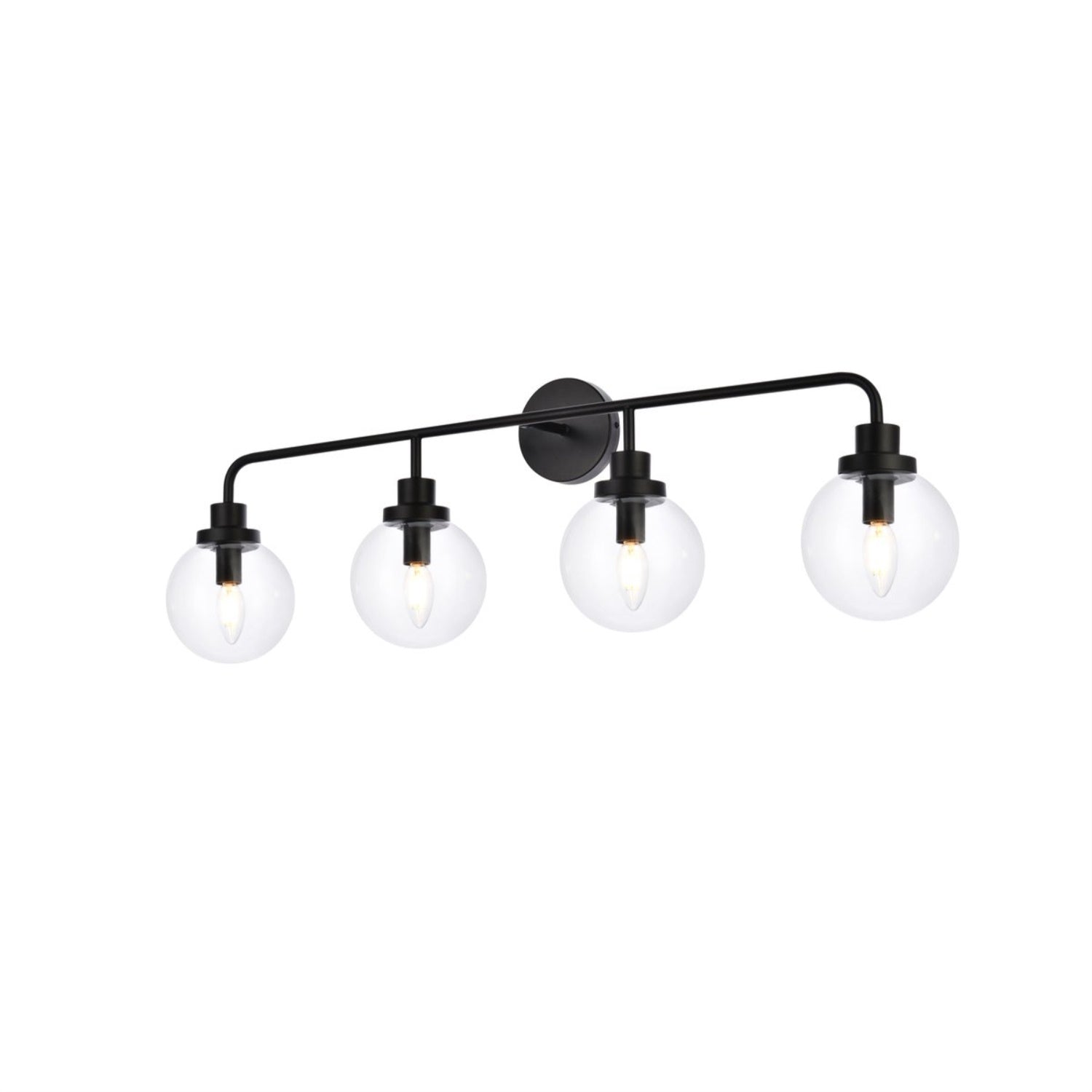 Hanson 4 lights bath sconce in black with clear shade