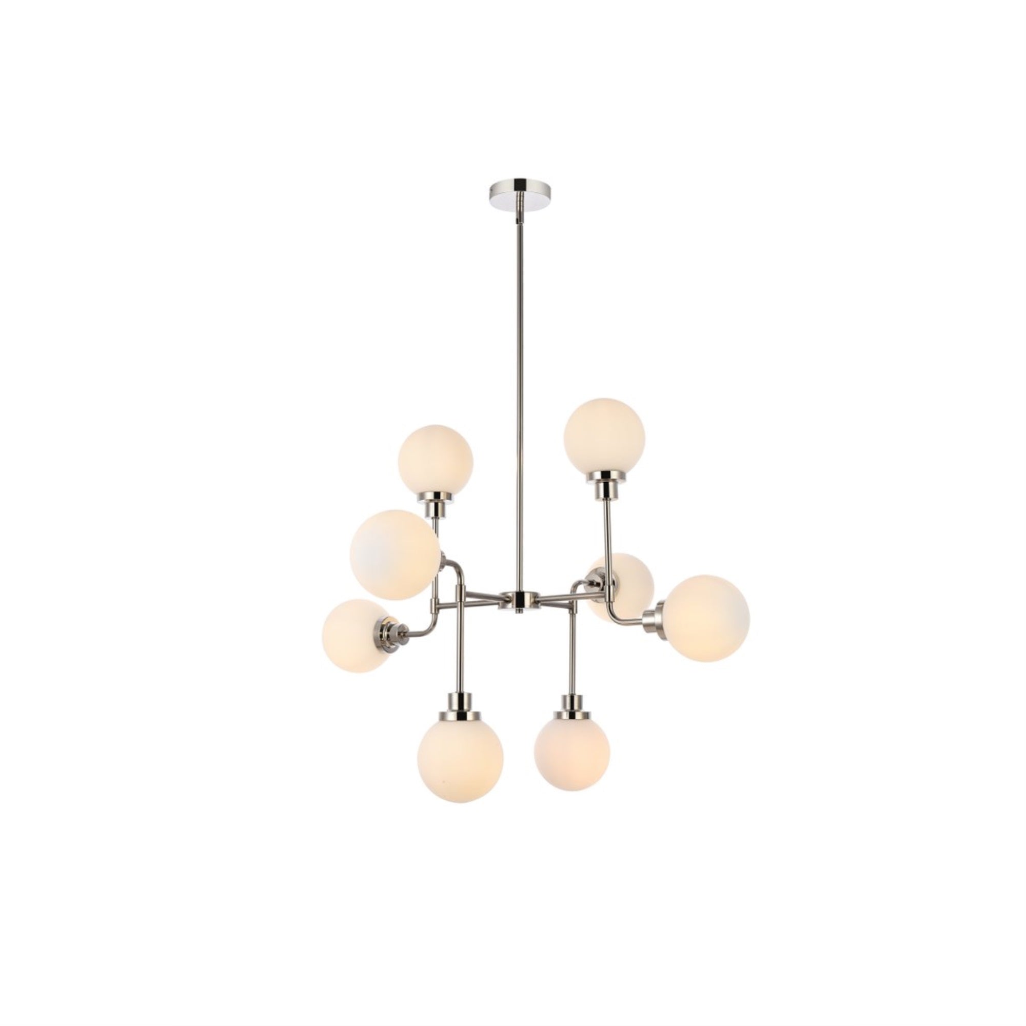 Living District 8-Light Pendant Light, Iron, Polished Nickel, Model LD7038D36PN