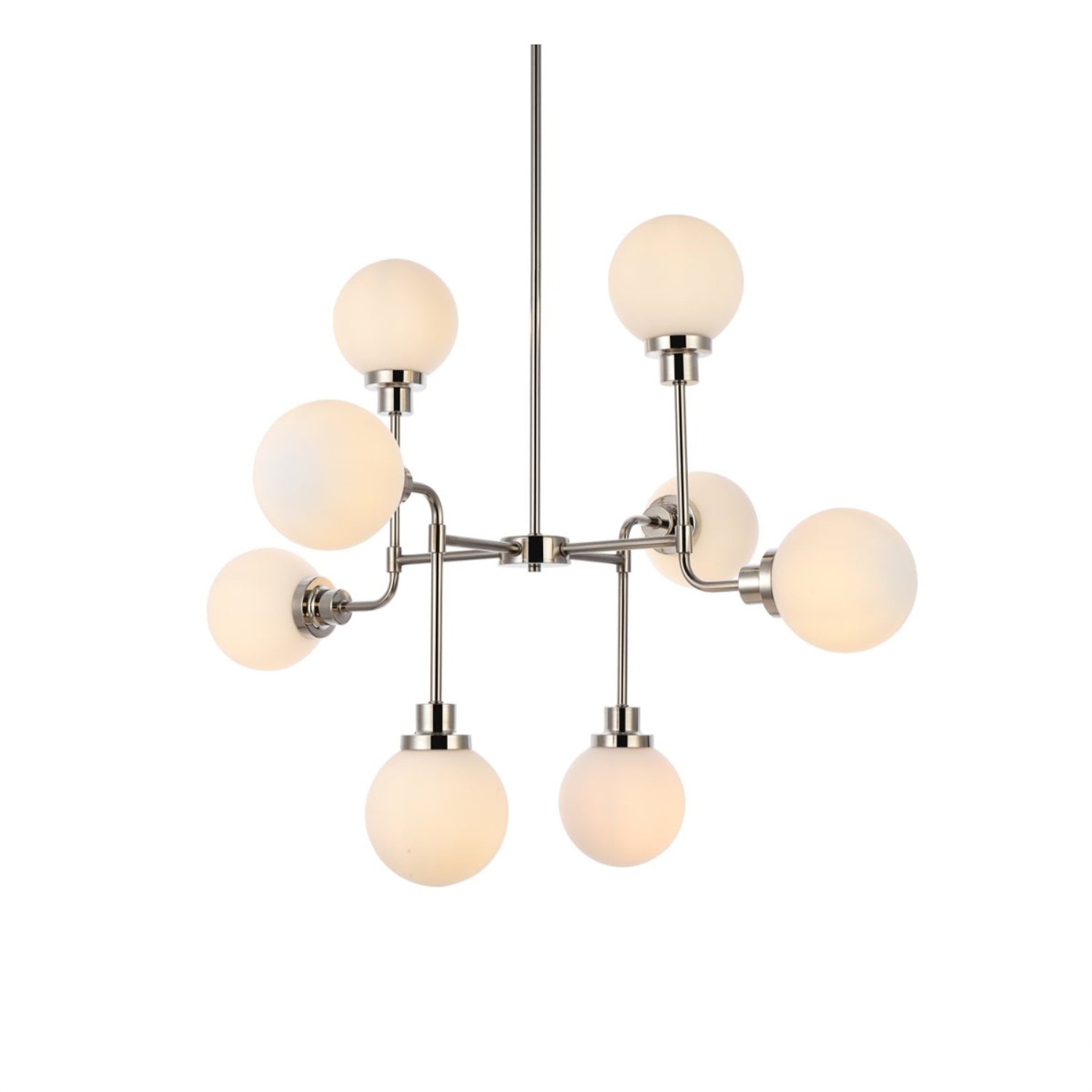 Living District 8-Light Pendant Light, Iron, Polished Nickel, Model LD7038D36PN