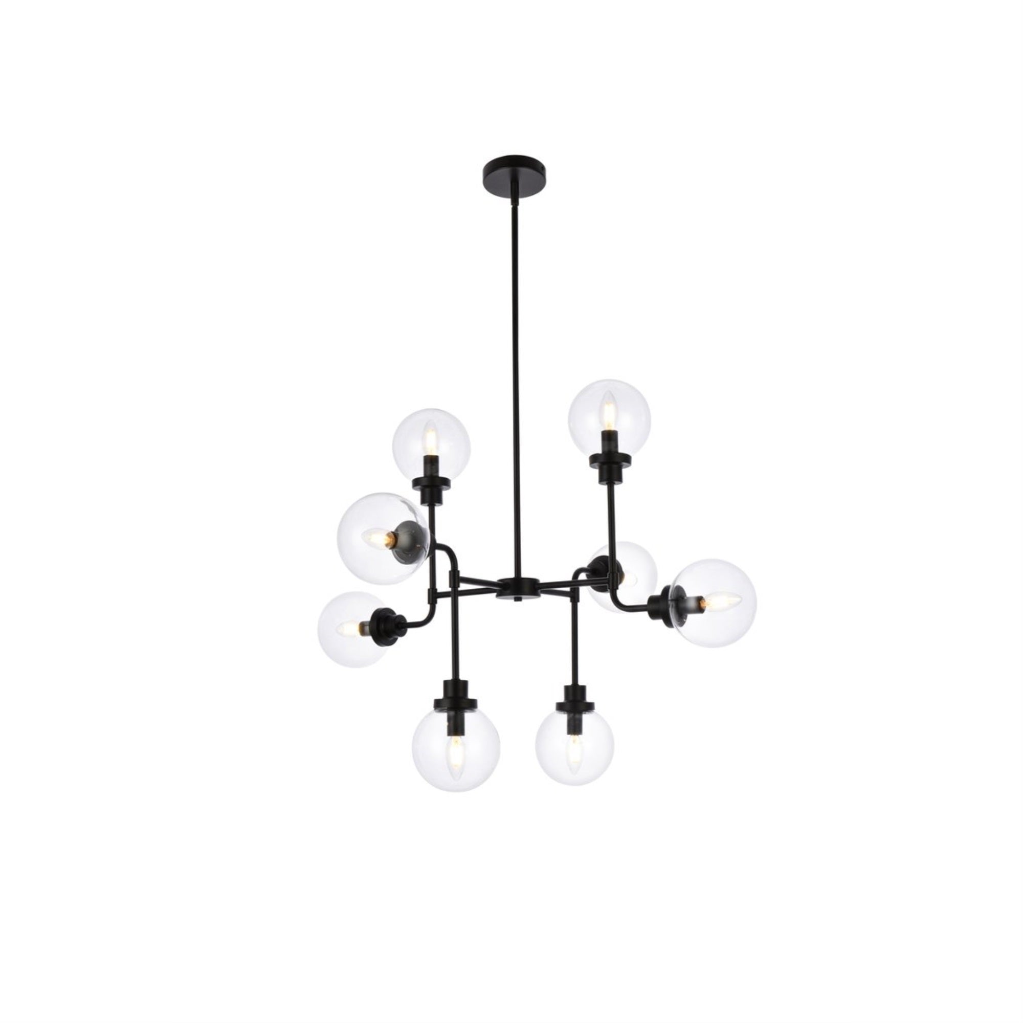 Living District 8-Light Metal Pendant, Iron, Black, Model LD7039D36BK