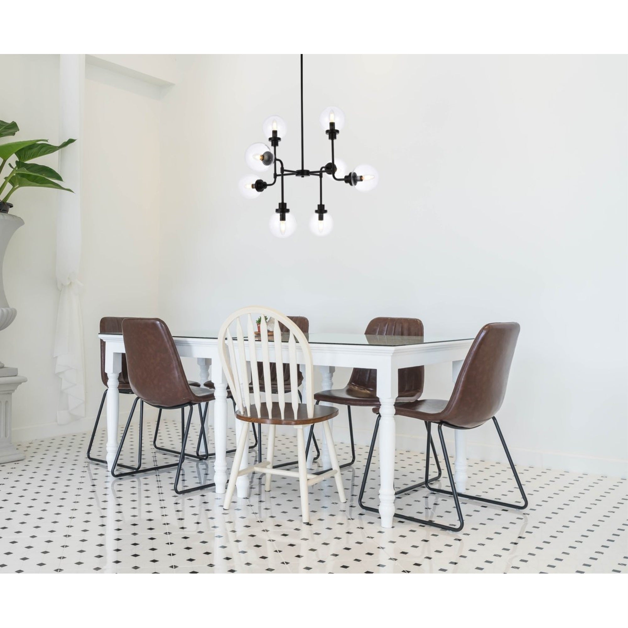 Living District 8-Light Metal Pendant, Iron, Black, Model LD7039D36BK